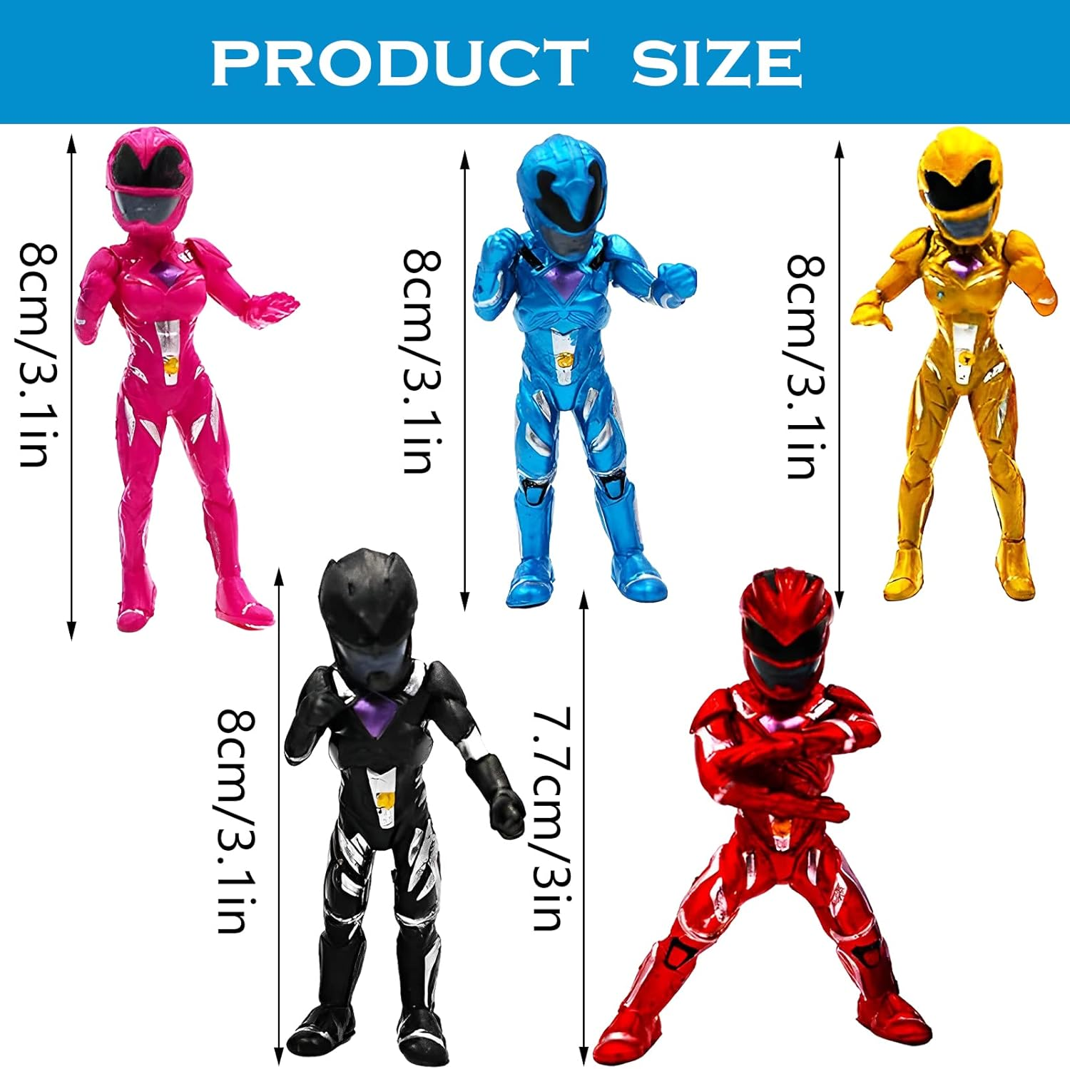 Power Rangers Figures Pack of 5 Power Rangers Cake Toppers Power Rangers Cake Decoration Mini Figures Power Rangers Action Figure Birthday Party Supplies for Children