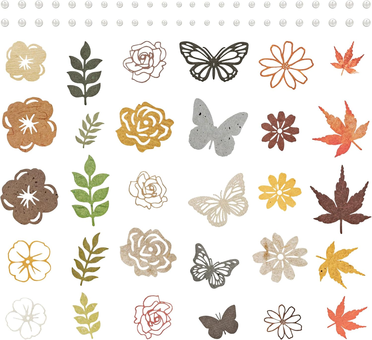 6 Packs Scrapbook Paper Cutouts Colorful Decoupage Paper Die-Cut Flower Petals, Leaf, Butterfly & Maple Shapes for Card Making, Journaling, Planner Gift Wrapping Collaging Crafting (Lila)