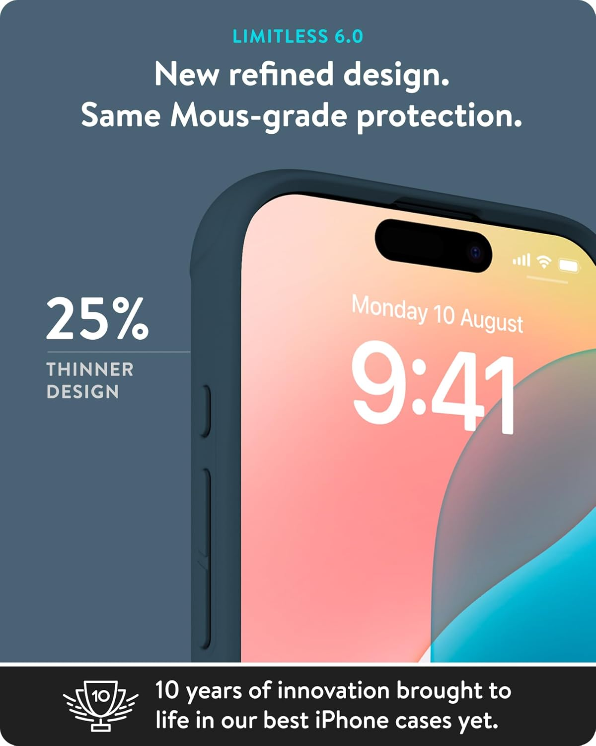 Mous for Iphone 16 Pro Case Magsafe Compatible with Camera Control Button- Limitless 6.0 - Navy Blue - Protective Shockproof Phone Cover - Aramid, Iphone 16 Plus image number 5