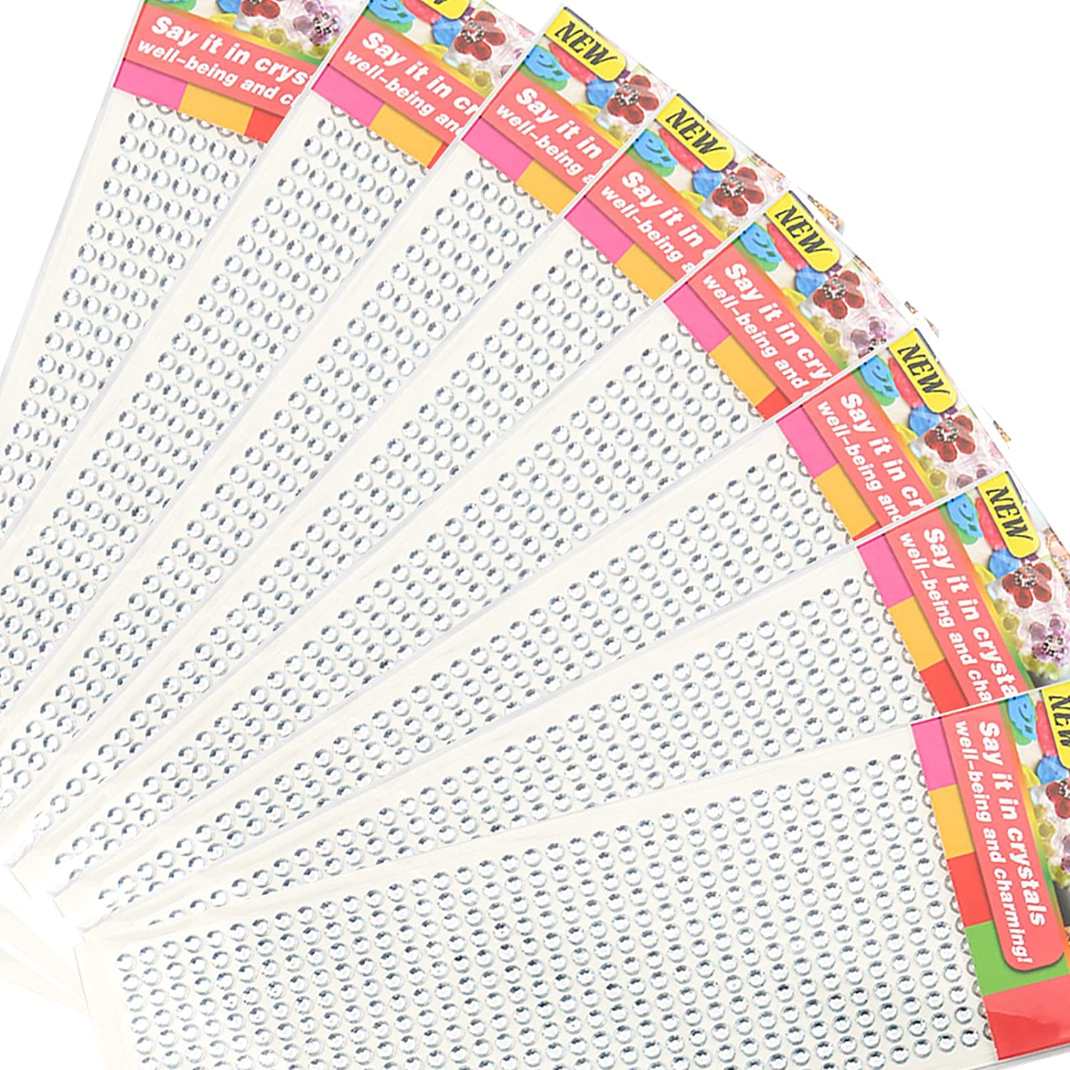 Rhinestone Stickers Self-Adhesive Jewels Sticker for Kids DIY Craft Cards Embellishment Diamond Gem Decorations, Wedding Decorations, Body, Nail, Scrapbooking Embellishment (9 Coloured Stickers)