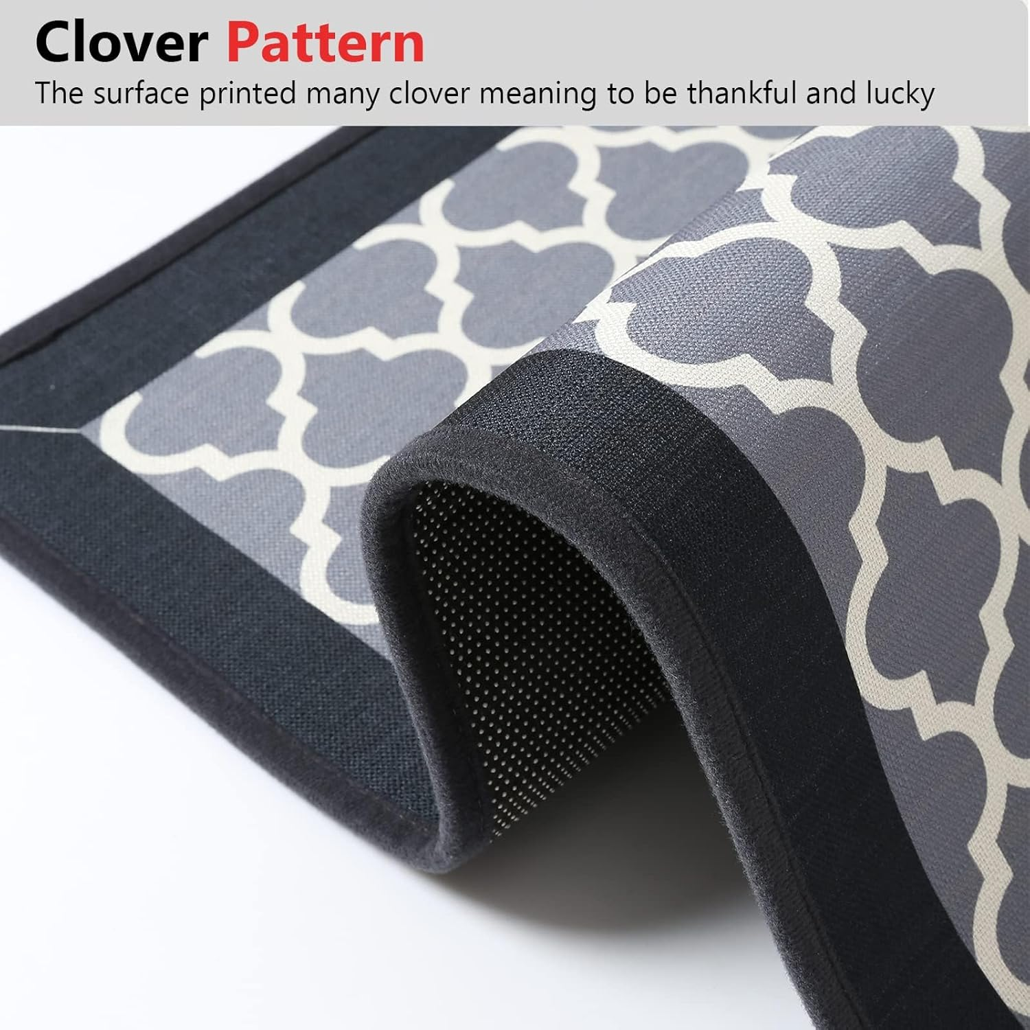 Non Slip Absorbent Kitchen Floor Mat for Standing Front Sink - Non-Skid & Comfort Kitchen Rugs and Mats, Door Mat for Laundry, Kitchen (Black Flower, 44 * 75+44 * 148 Cm) - Caramel image number 7