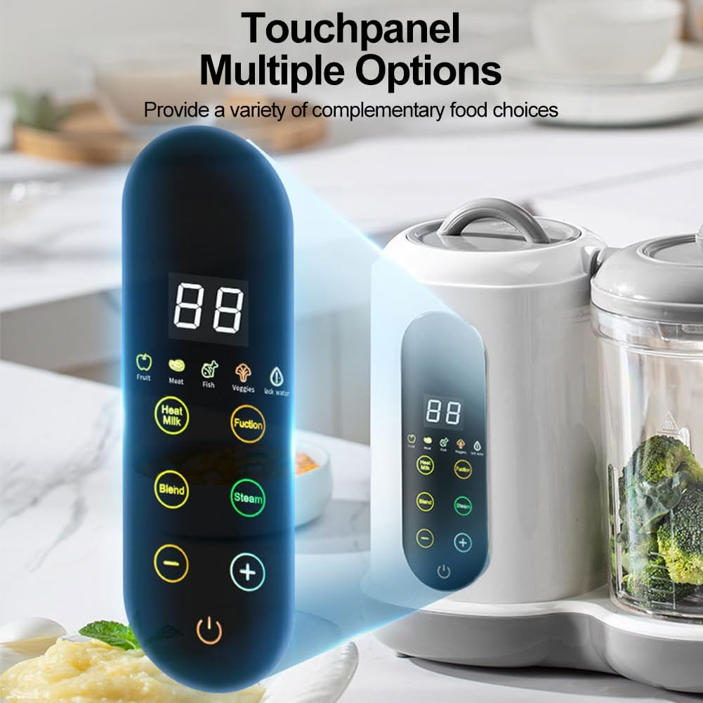 Xoxomeg Baby Food Maker Blender, Auto Cooking and Grinding with 4 Menu Multifunctional Baby Food Mixer Touch Screen Control image number 3