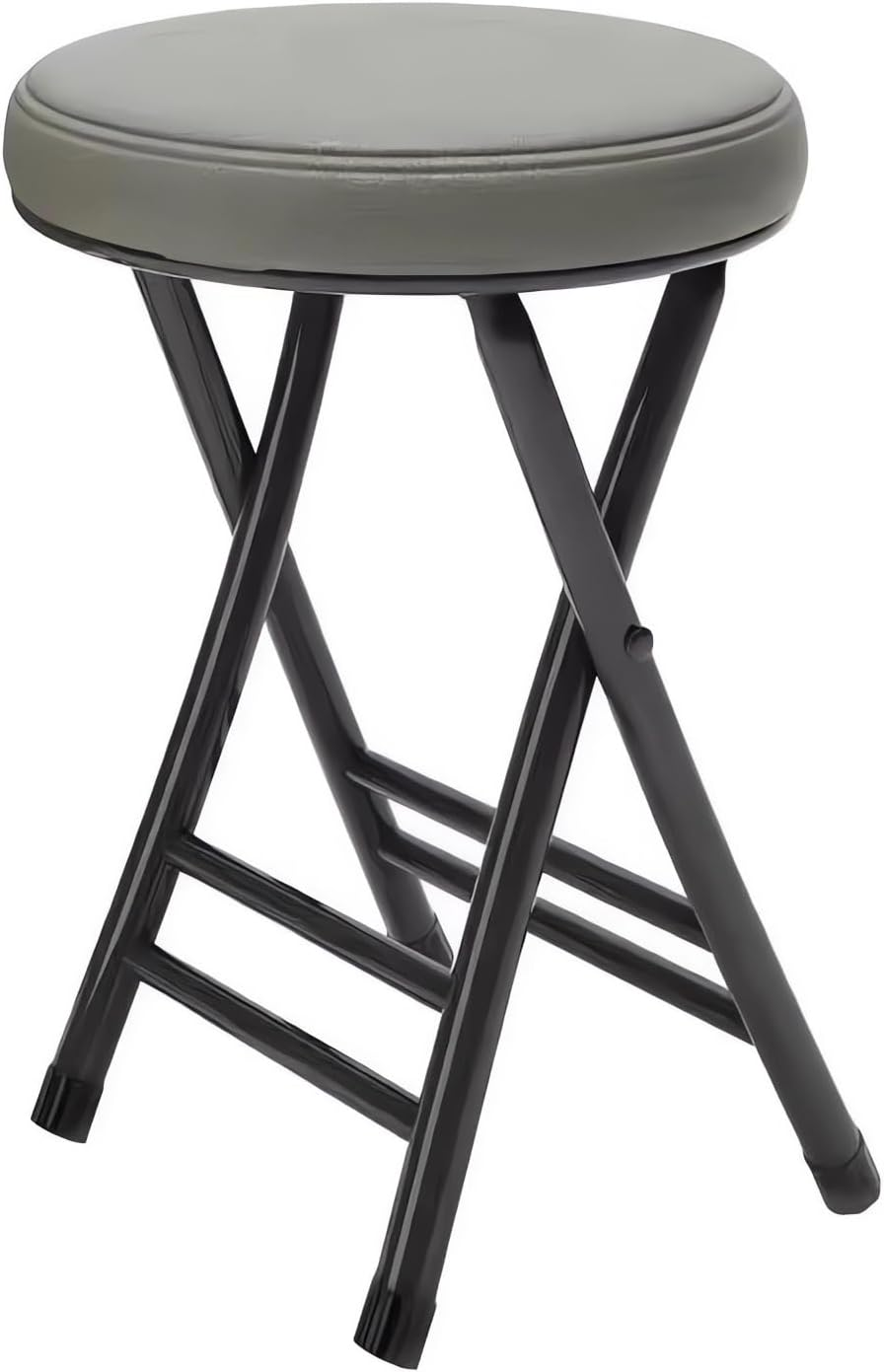 Folding Stool, 50 Cm Height, Padded Seat, Multiple Colours Available A285 (Black)