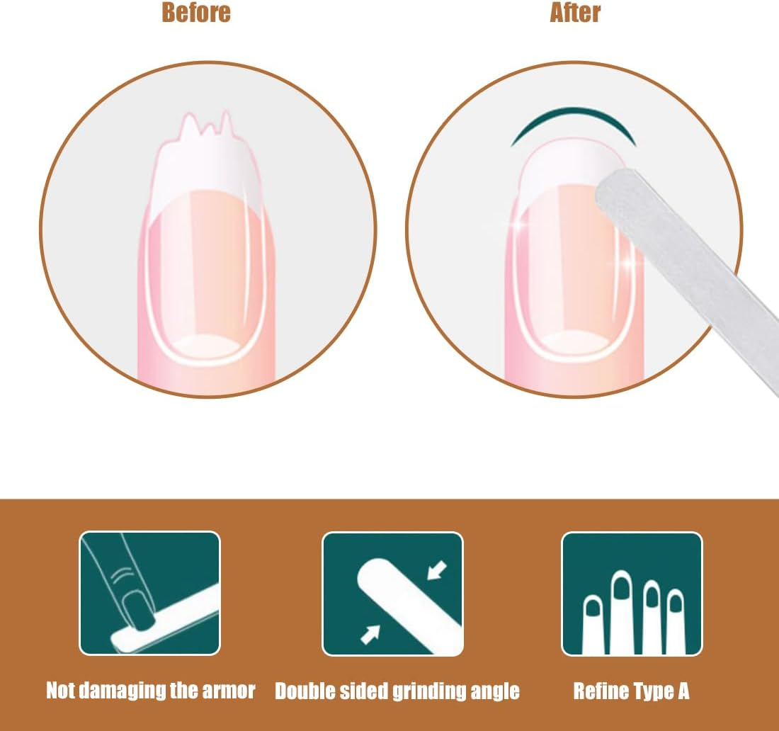 VODAFQS Stainless Steel Nail Files, Professional Double Sided Nail Files, Metal Nail File for Manicure and Pedicure, Silver, Small image number 3