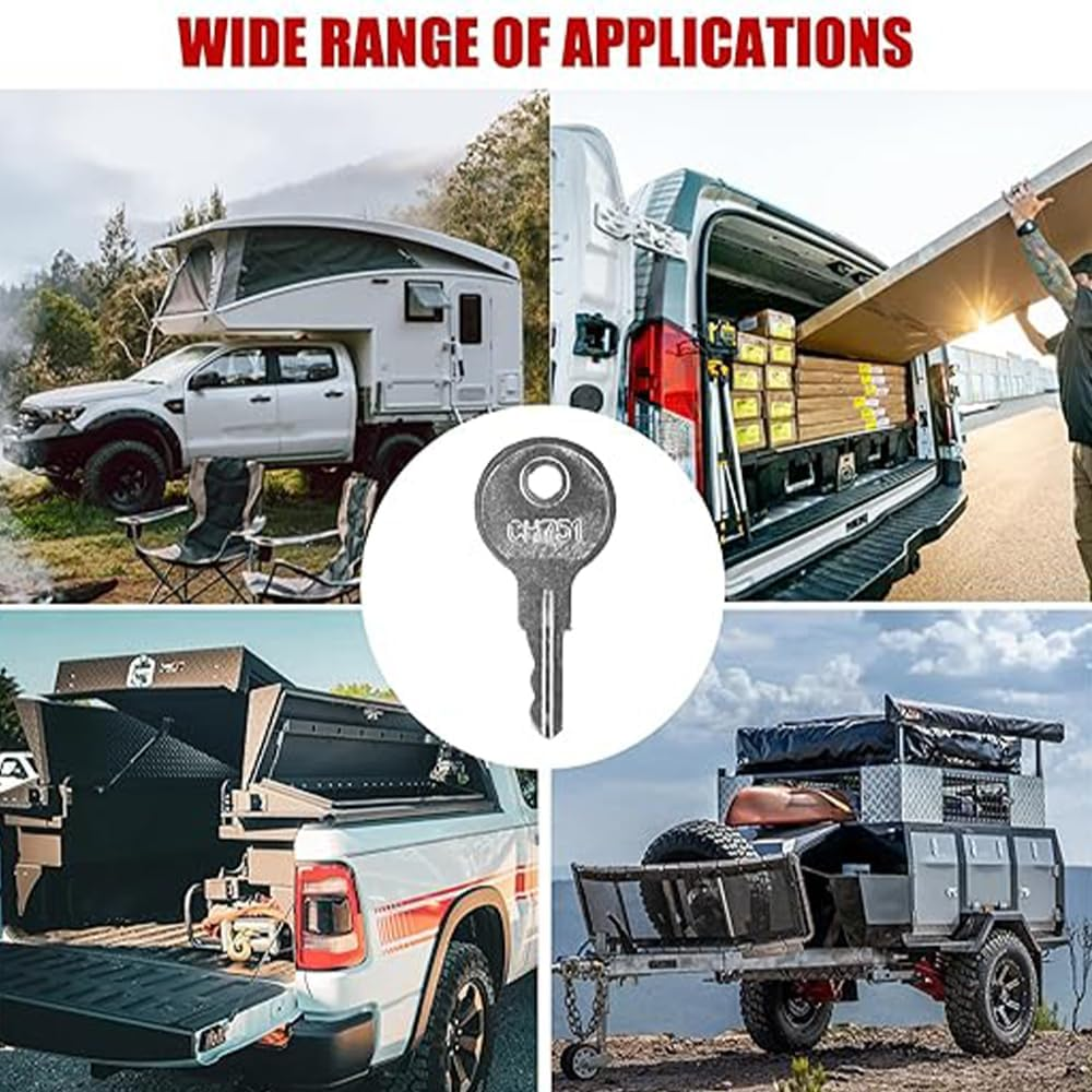 5 Pcs RV Keys CH751 Universal Replacement Keys for Camper Door Locks, RV Storage Locks, Campers Storage Cabinets, Door Lock T-Handles image number 3