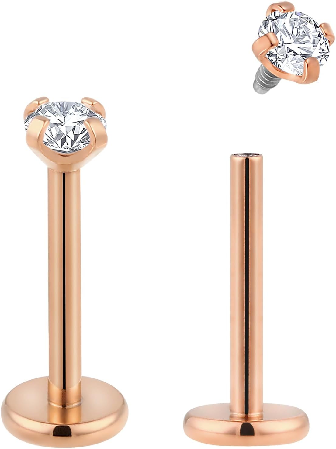 365 SLEEPERS 2 PCS 18G Titanium 6Mm 8Mm Internally Threaded Monroe Lip Ball Gem Labret Tragus Septum Nose Helix Rook Cartilage Earrings Body Piercing Jewellery