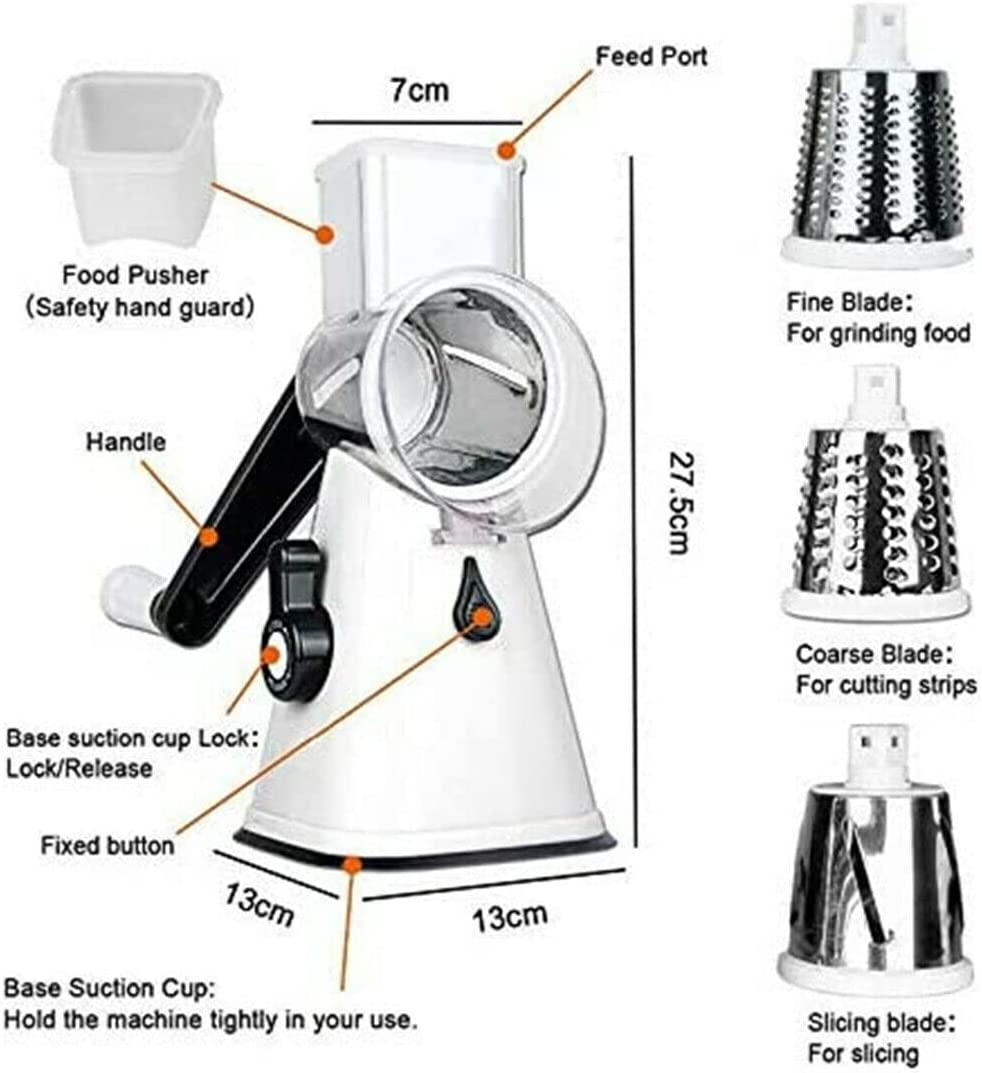 3In1 Multi-Function Food Vegetable Manual Rotary Drum Grater Chopper Slicer Tool image number 2