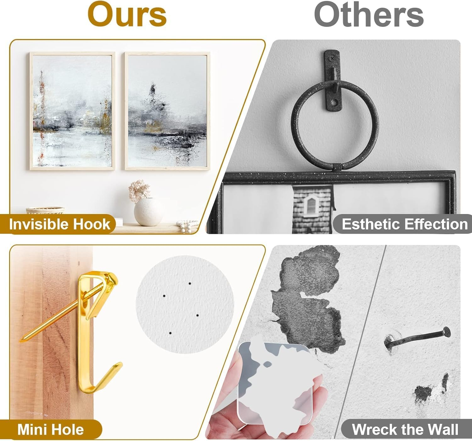 ETHEL 372 PCS Picture Hanging Kit, Indoor outside Picture Hangers, Heavy Duty Picture Frame Mirror Wall Hanging Hardware Hooks Kit with Nails Sawtooth for Hanging Picture (Hanging Kit-372, 3.8X4X2) image number 1