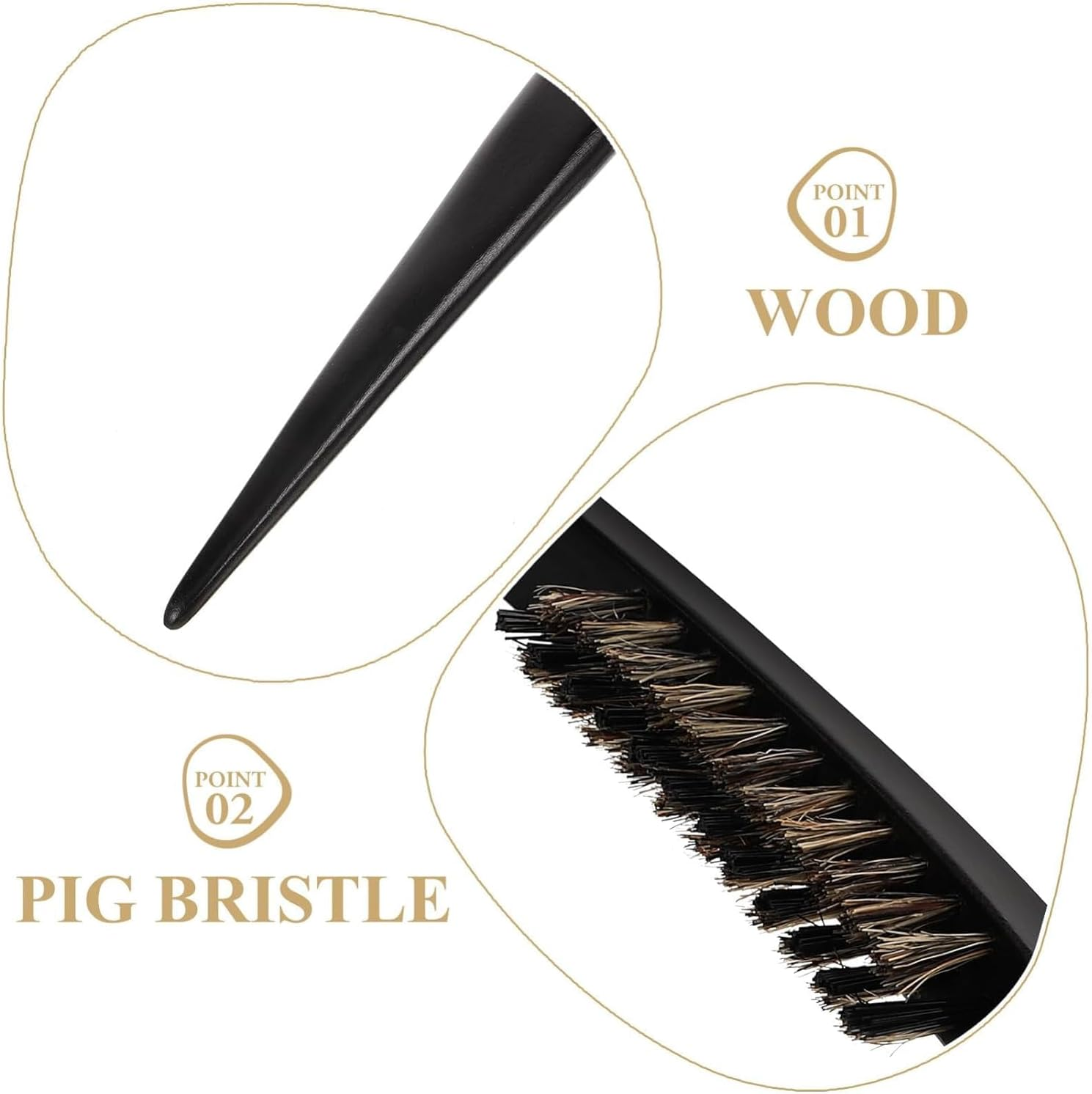 Wzenclave 1PCS Bristle Brush for Women, Slick Back Hair Bristle Hair Slicking Wood Hair Bun Maker Teasing Comb, Scalp Meridian Comb, anti Knotting Comb, for Slick Bun Stiff Brush Dense Hair image number 3