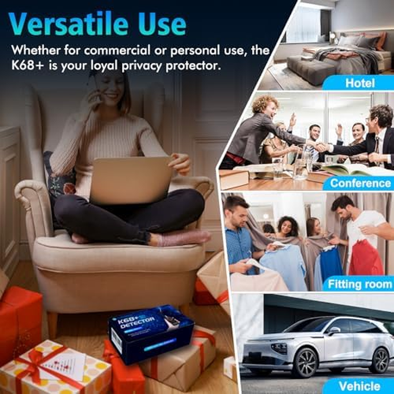 JMDHKK Bug Detector, Camera Finder Scanner, Magnetic Device Detector, Find and Locate Eavesdropping Device AI Auto Scan 4-In-1 Easy to Use, Rechargeable （Black - Silver image number 5