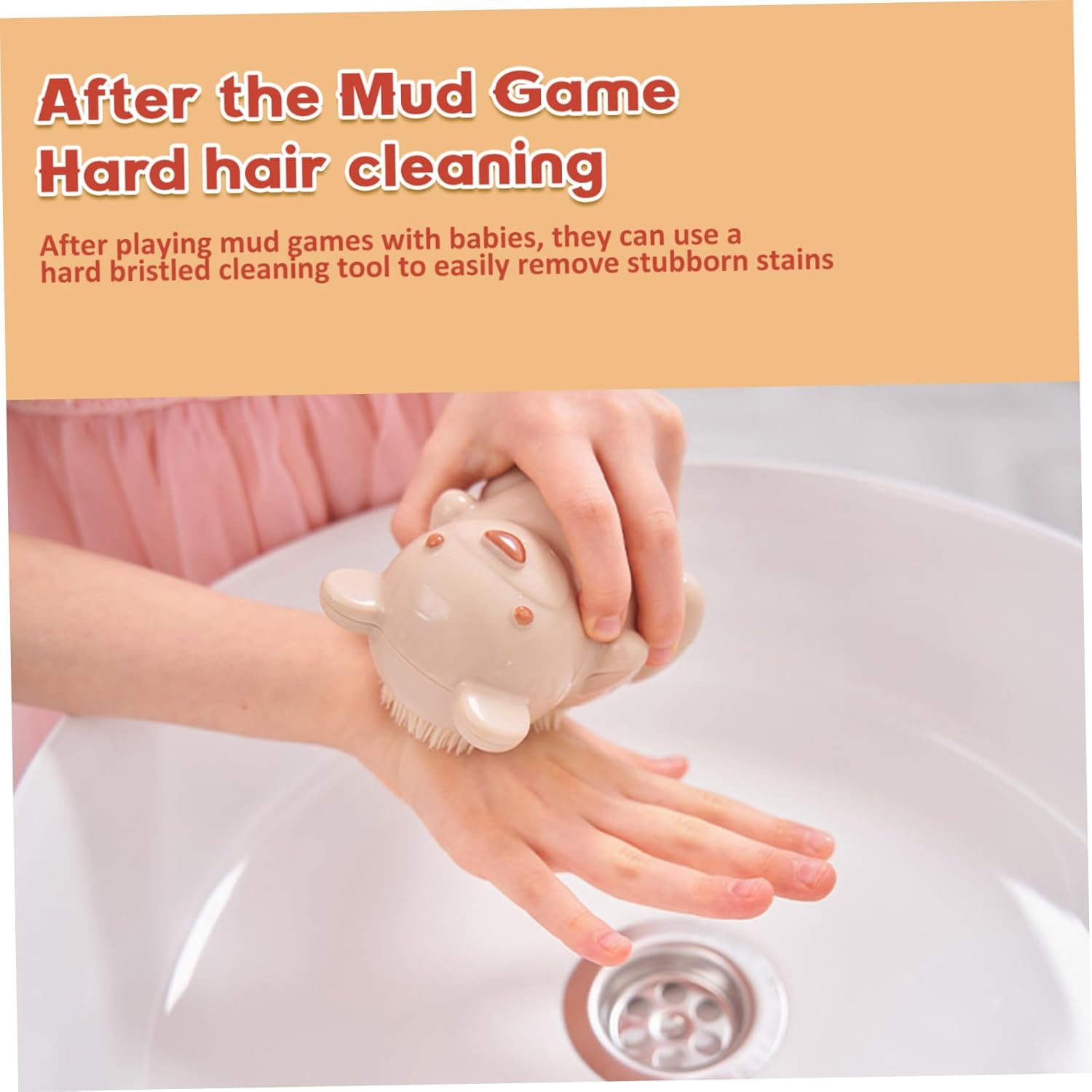 Nail Cleaning Brush, Cute Cartoon Bear Shaped Nail Scrubber Brush with Soft Bristle for Baby and Children, 2.9X3.2 Inch, Fingernail, Cleaning image number 4