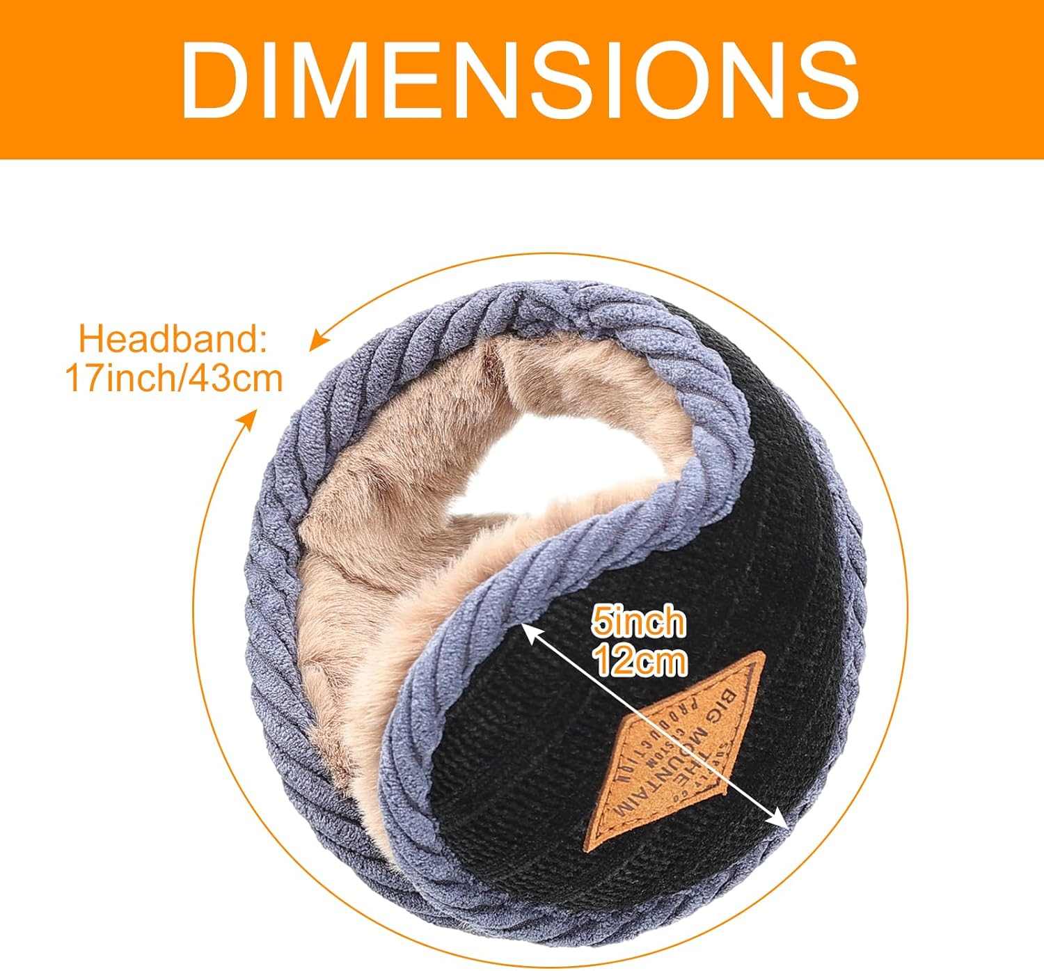 Surblue Foldable Chenille Knit Earmuffs Winter Warm Outdoor Ear Covers Fur Unisex Earwarmer