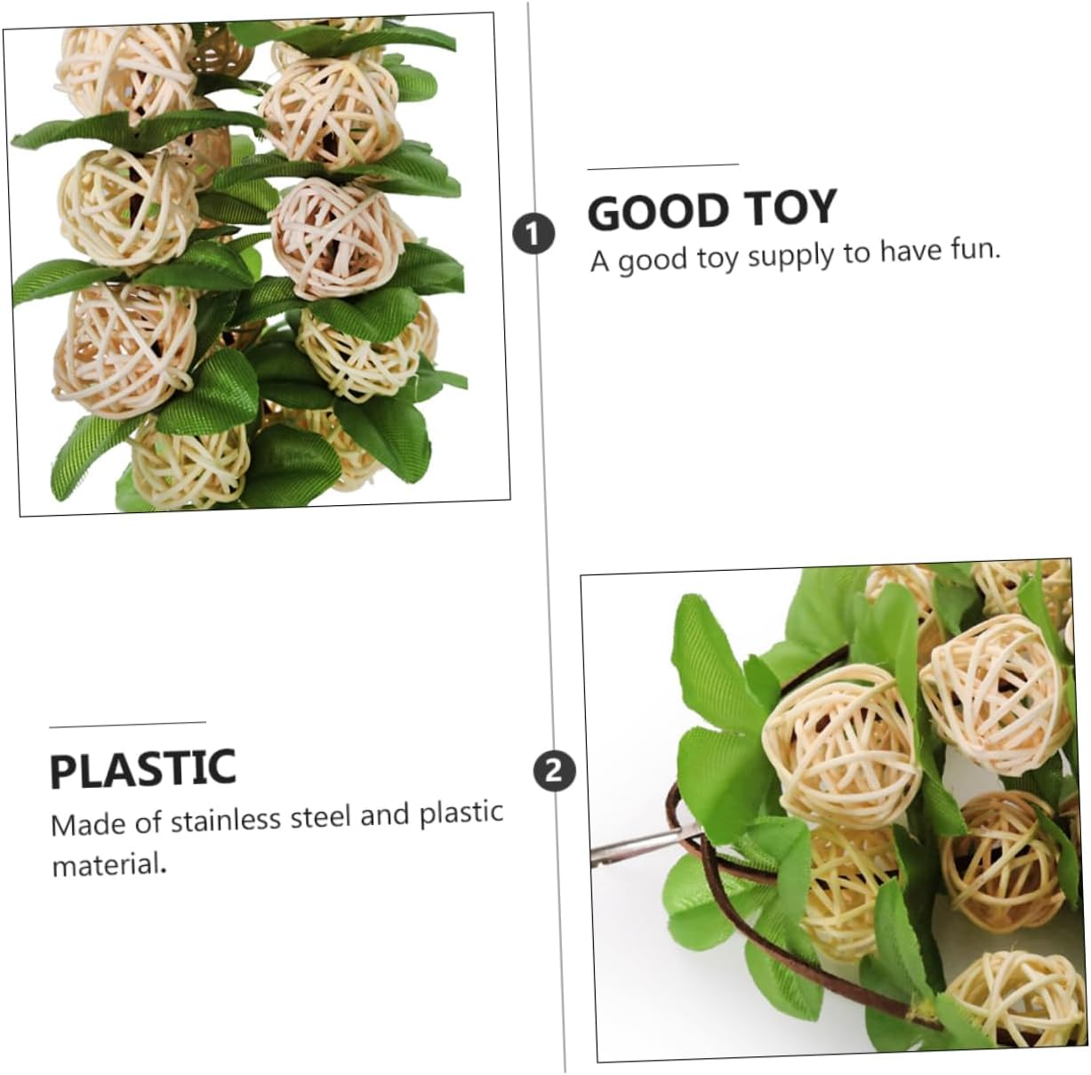 Ipetboom Toys for Birds Hanging Rattan Ball Bird Bird Plaything Pet Chewing Supplies image number 1