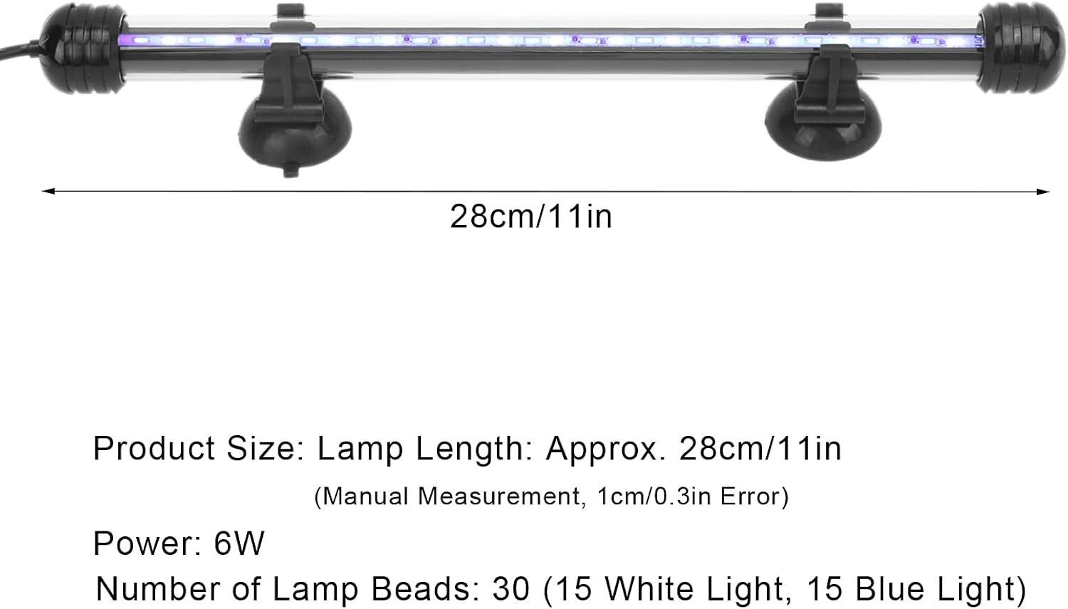 Aquarium LED Light, Transparent Aquarium Light with 3 Light Modes Dimmable Aquarium Light for Aquarium for Fish Tank(28Cm)