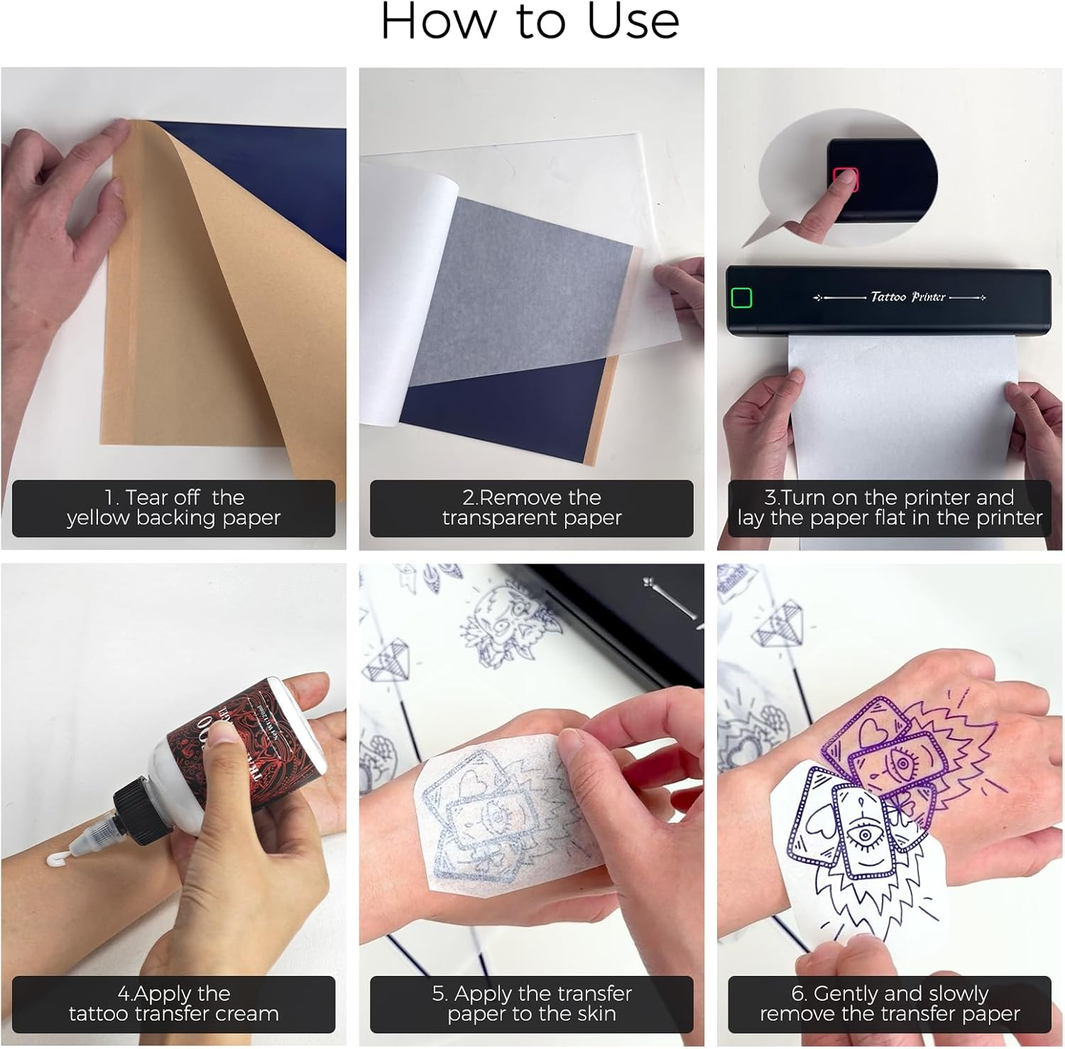 NEWYES 100 Sheets Tattoo Transfer Paper, Tattoo Stencil Paper for Tattooing A4 Size & 4 Layers Thermal Transfer Paper for Tattoo Printer DIY image number 5