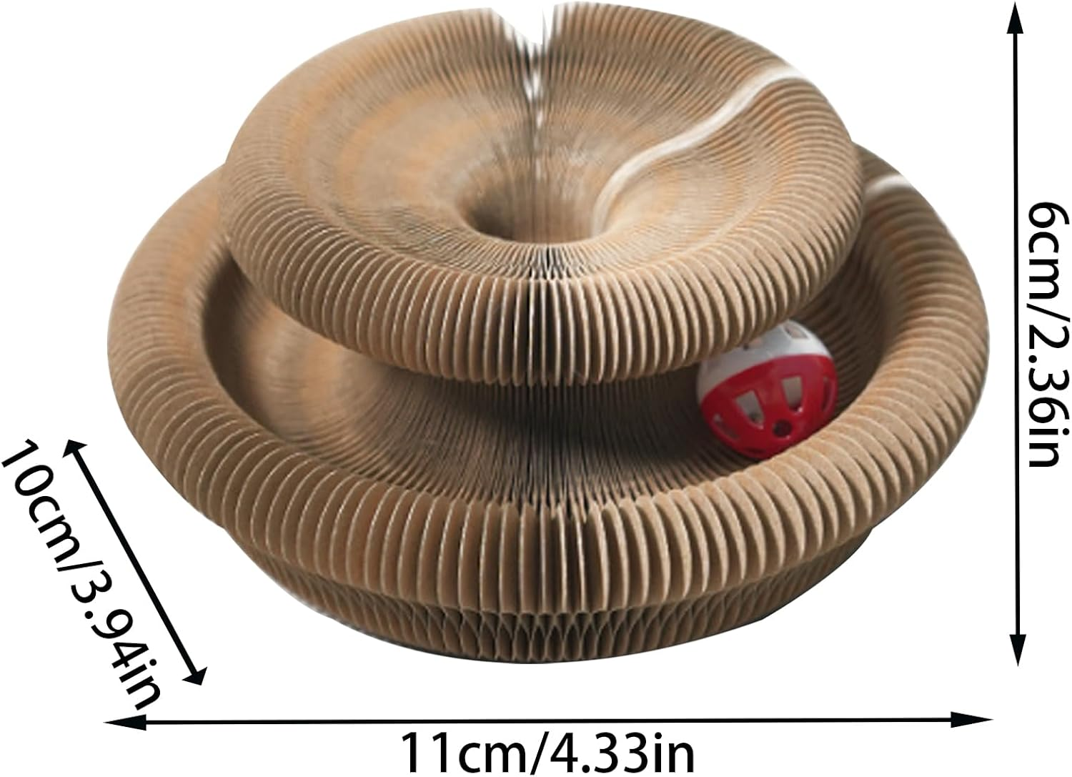 Cardboard Cat Scratcher | Interactive Pad with Ball - Foldable Magic Organ Scratching for Cats Mat - for Relaxation Pets Home Family House Kittens Floor Carpet Sofa Ground Bed image number 6