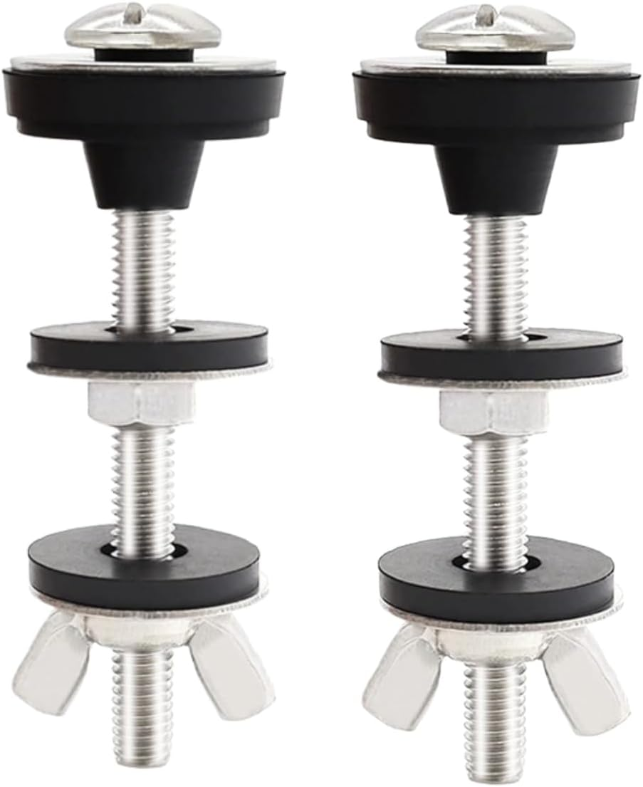 2PCS Heavy Duty Toilet Bolts,Universal Toilet Tank to Bowl Bolts Kit,Stainless Steel Toilet Pan Fitting with Double Gaskets