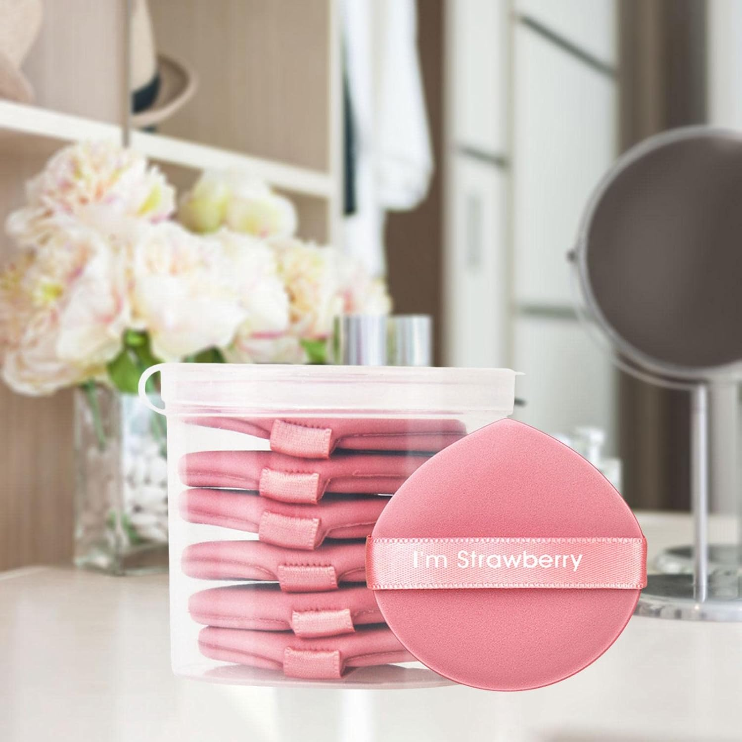 7X Air Cushion Powder Puff, Face Makeup Puffs, Air Puff Makeup Pads, Blending Sponge, Makeup Foundation Sponge for Cream Foundation Concealer, Pink with Bottle image number 5