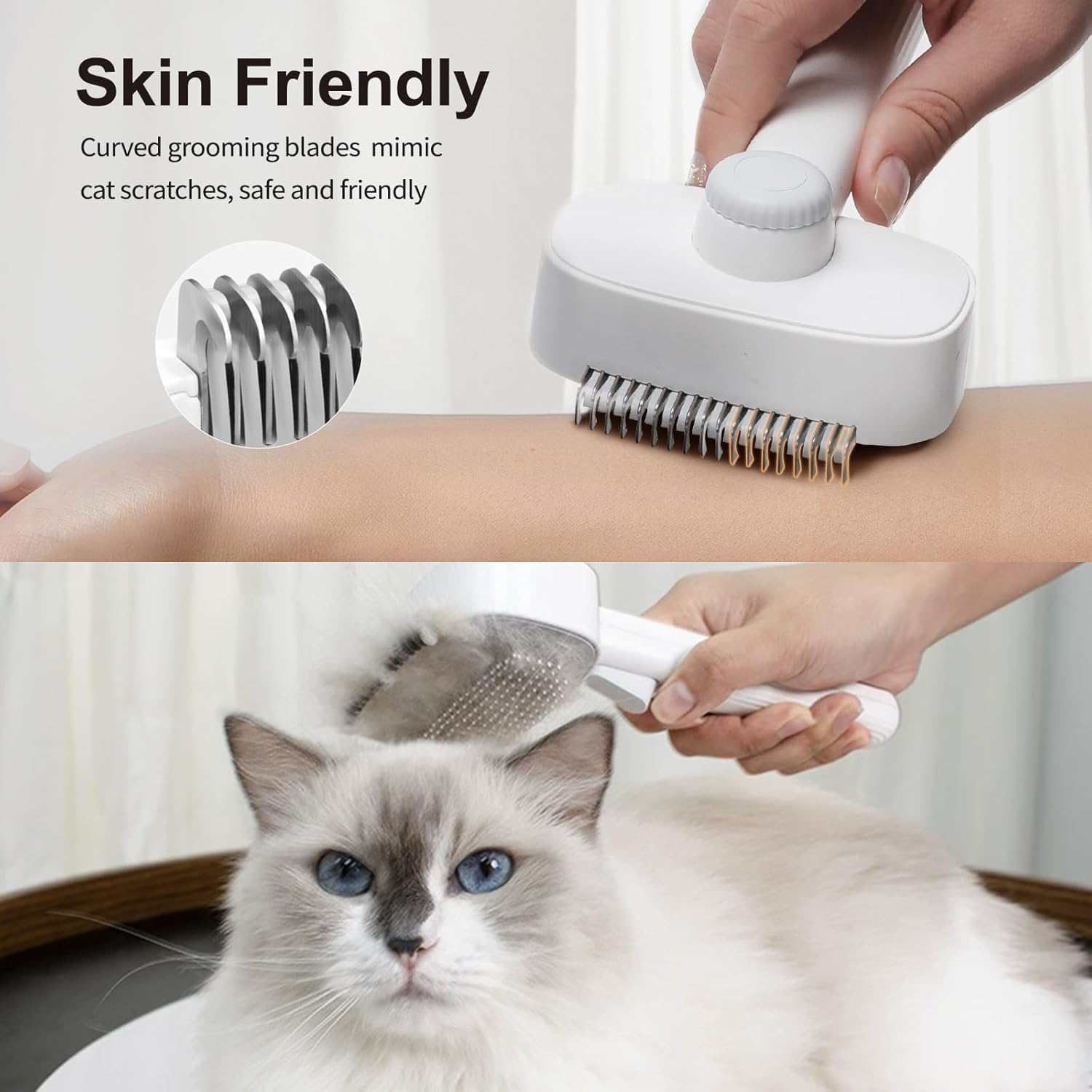 Pet Dog Brush Hair Removal Comb,Pet Deshedding Tools for Short Haired Cats Cat Brush with Release Button,Self Cleaning Slicker Brush-Skin Friendly Deshedding Grooming Tool Suitable for Shedding image number 6