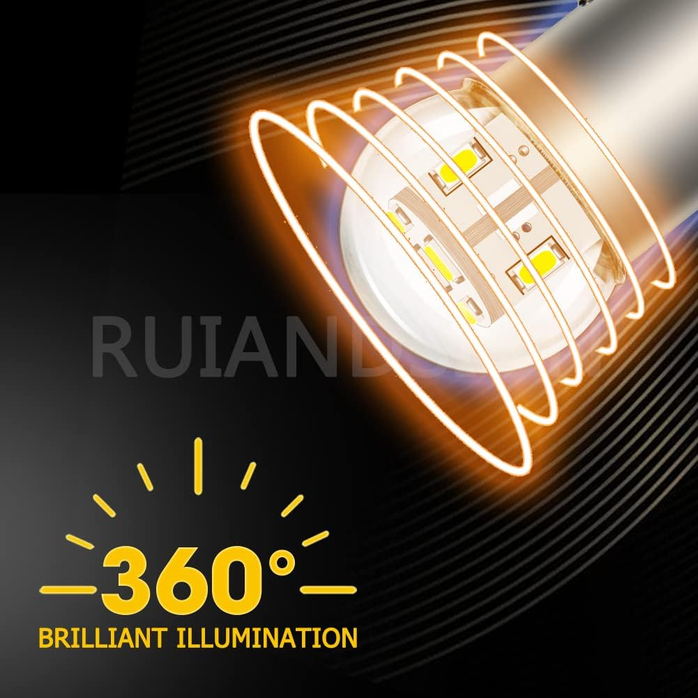 Ruiandsion 2Pcs 1157 LED Bulb 6V BAY15D 2057 2357 7528 White 3014 12SMD LED Chipsets LED Backup Reverse Brake Tail Lights image number 4