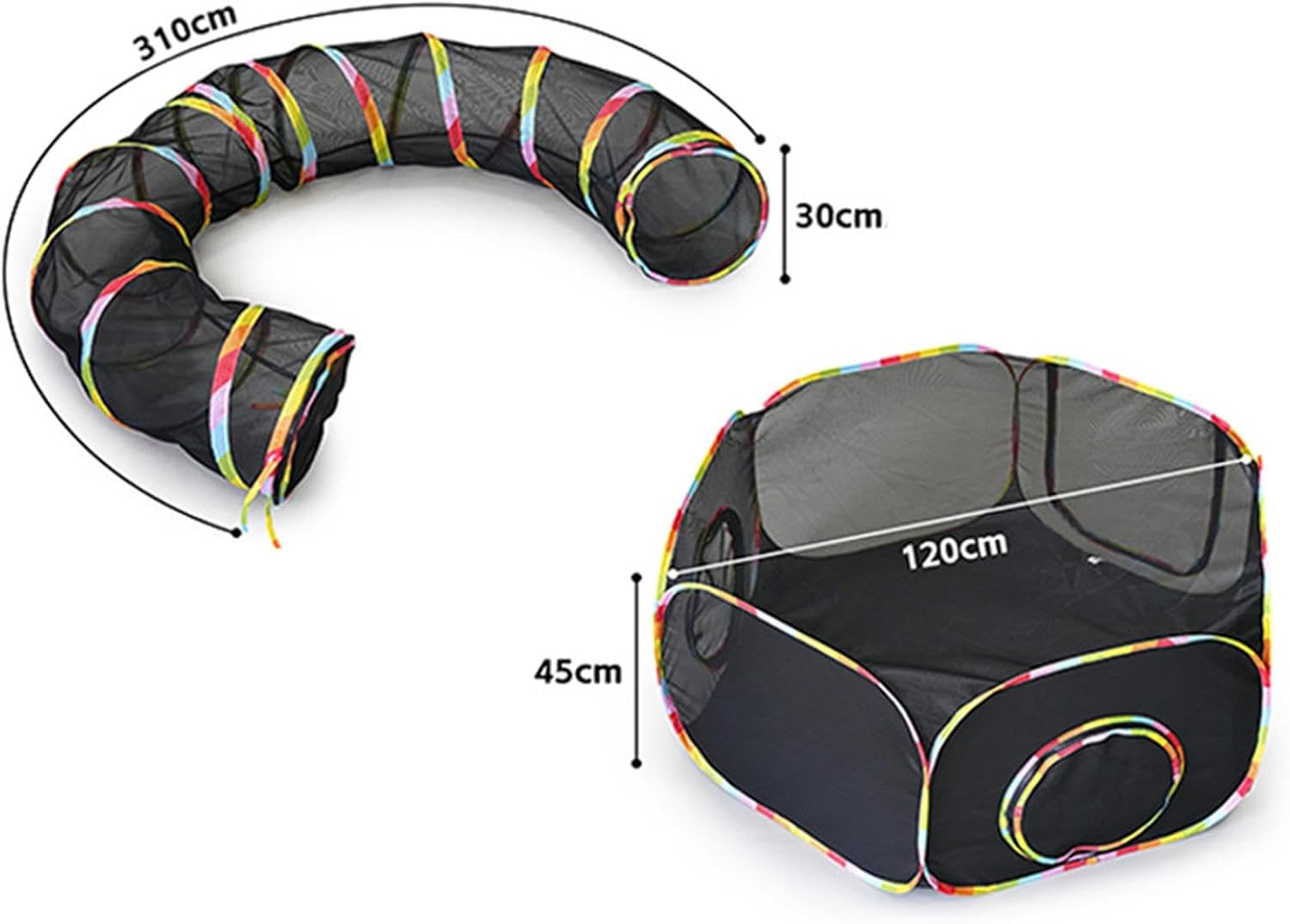 Shengquanhao Cat Tent with Tunnel, Rainbow Outdoor Cat Enclosure, Foldable Mesh Outdoor Cat Playpen for Small Dogs, image number 4