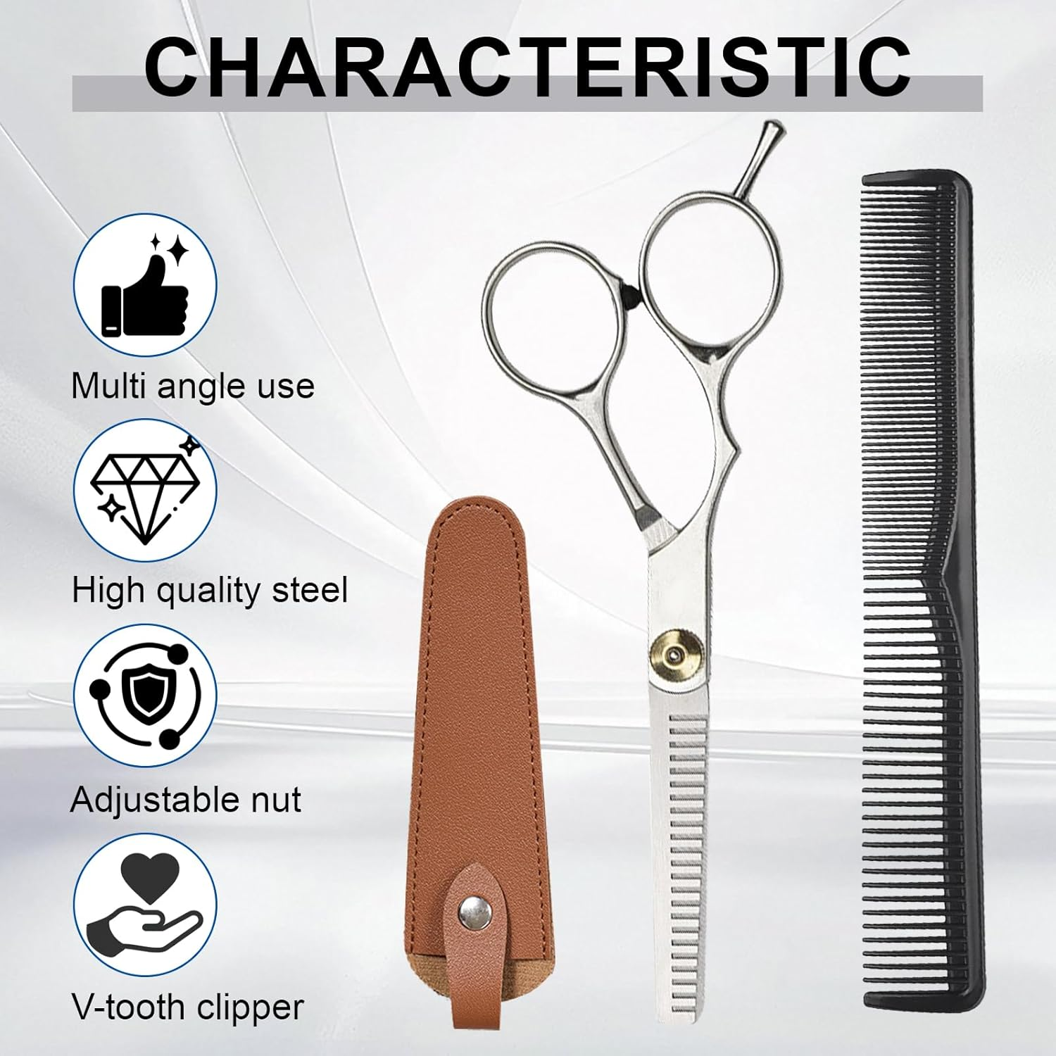 Hairdressing Scissors, Professional Hair Cutting Scissors, Scissors Hair Cutting with Comb and Leather Case, Hair Scissors, Rustproof, Hair Scissors for Men, Women image number 5