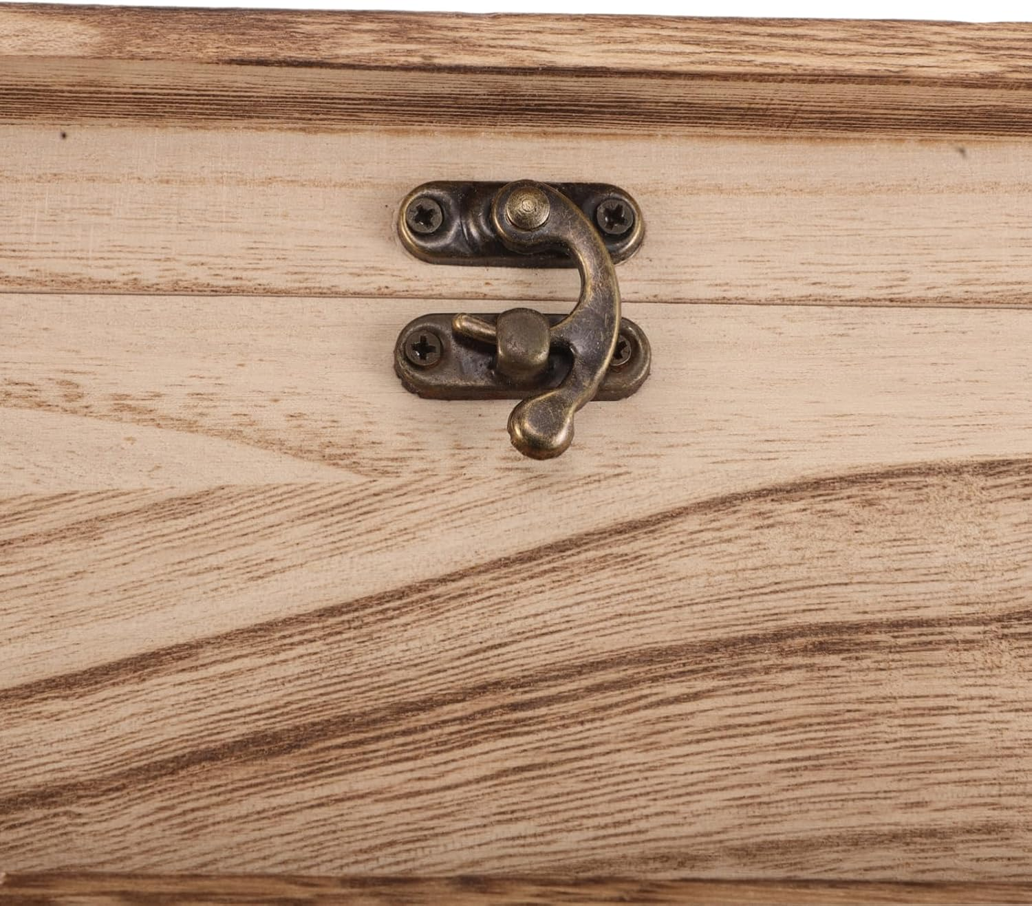 Wooden Hinged Lid Storage Box Large Rustic Rectangular Prayer Keepsake Case Clasp Lock for Home Office Memorial Organization image number 2