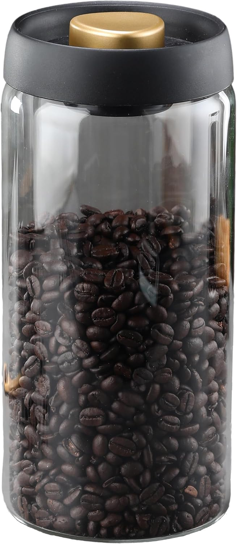 LOEZ Coffee Bean Storage Container Airtight, Lid Sealed with Press-Down Vacuum, Borosilicate Glass Coffee Canister, Food Storage, Coffee Bar for Ground Coffee, Tea, Beans, Spices (Transparent 60.9Oz)