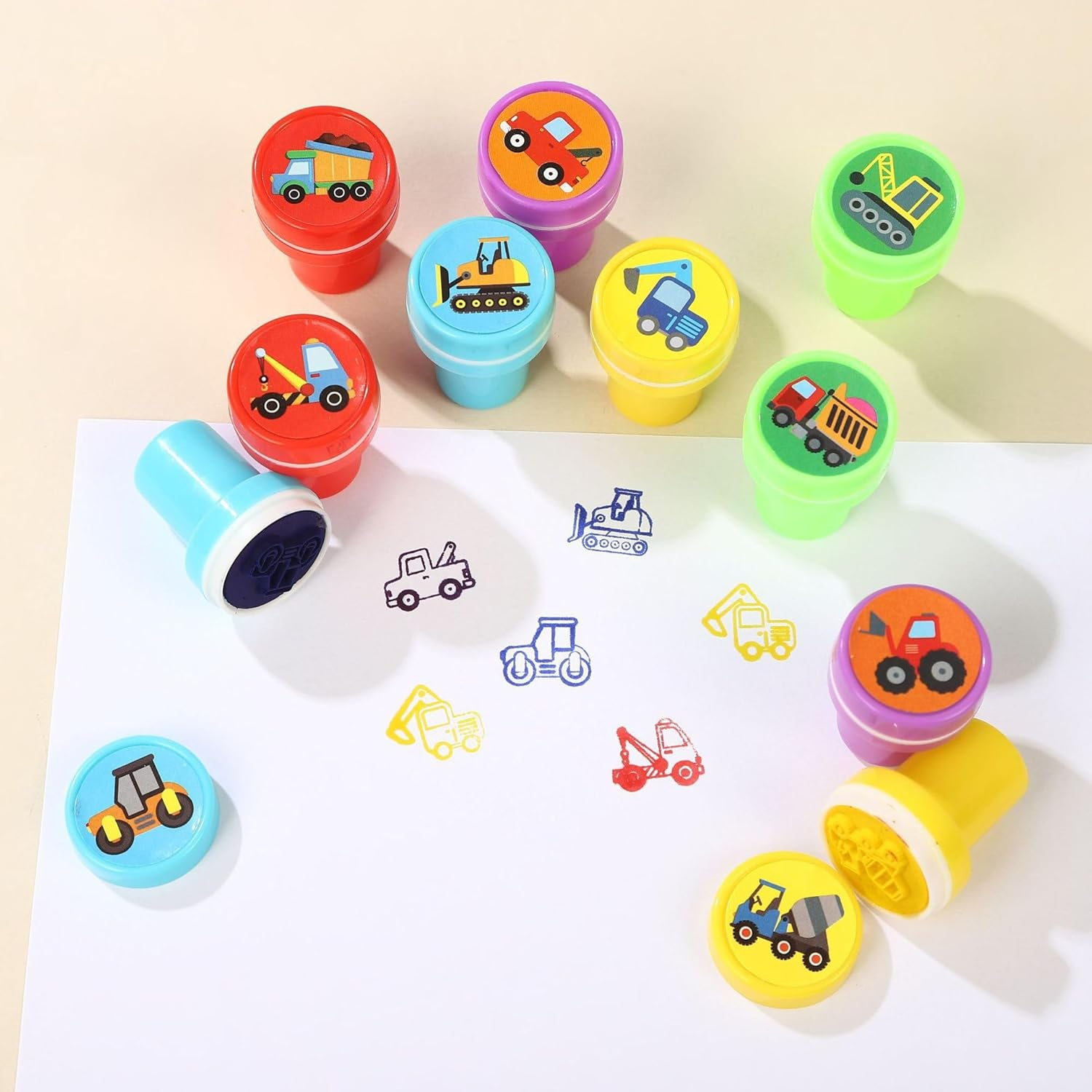 Pack of 20 Digger Children'S Stamps, Self-Inking Construction Truck Stamps, Construction Party Favours for Children'S Birthday, Party Accessories, Construction Site Stamp, Classroom Rewards image number 3