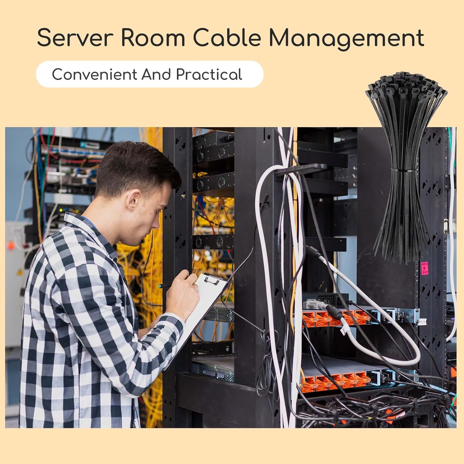 500 Pcs Self-Locking Nylon Cable Ties,4/6/8/10/12 Inch Cable Zip Ties,Black Wire Ties for Home Office Garage Workshop