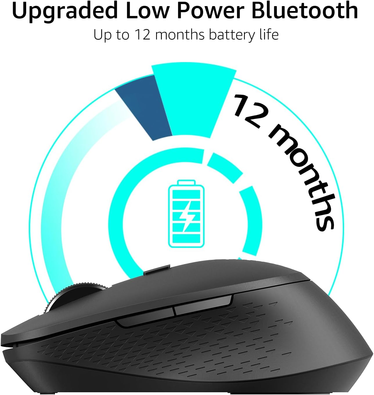 RAPOO M300 Quite Wireless Mouse, Bluetooth Mouse for Laptop 2-In-1(Bluetooth 5.0+2.4Ghz) Computer Mouse, Portable Ergonomic PC Mouse Wireless with USB Receiver, Compatible with Macbook Chromebook - Mate Black image number 3