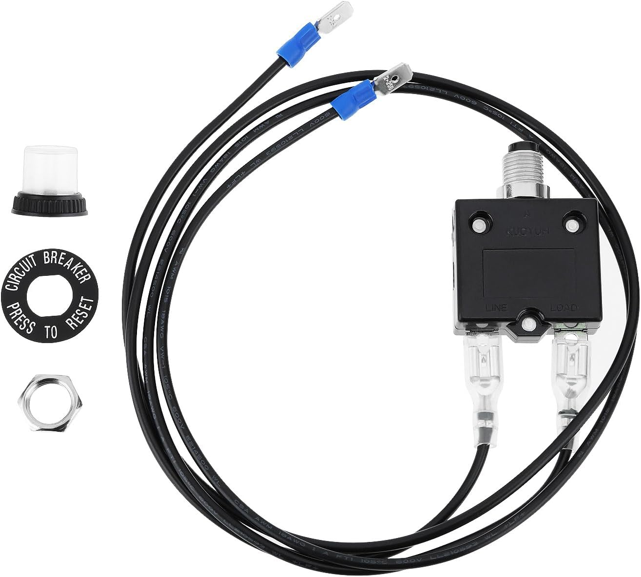 Emagtech 1Pc Push Button Circuit Breaker Current Overload Protector with Wire 32V 18AWG for Electrical Appliances Small Generators Air Compressors 60Cm(3A) image number 6