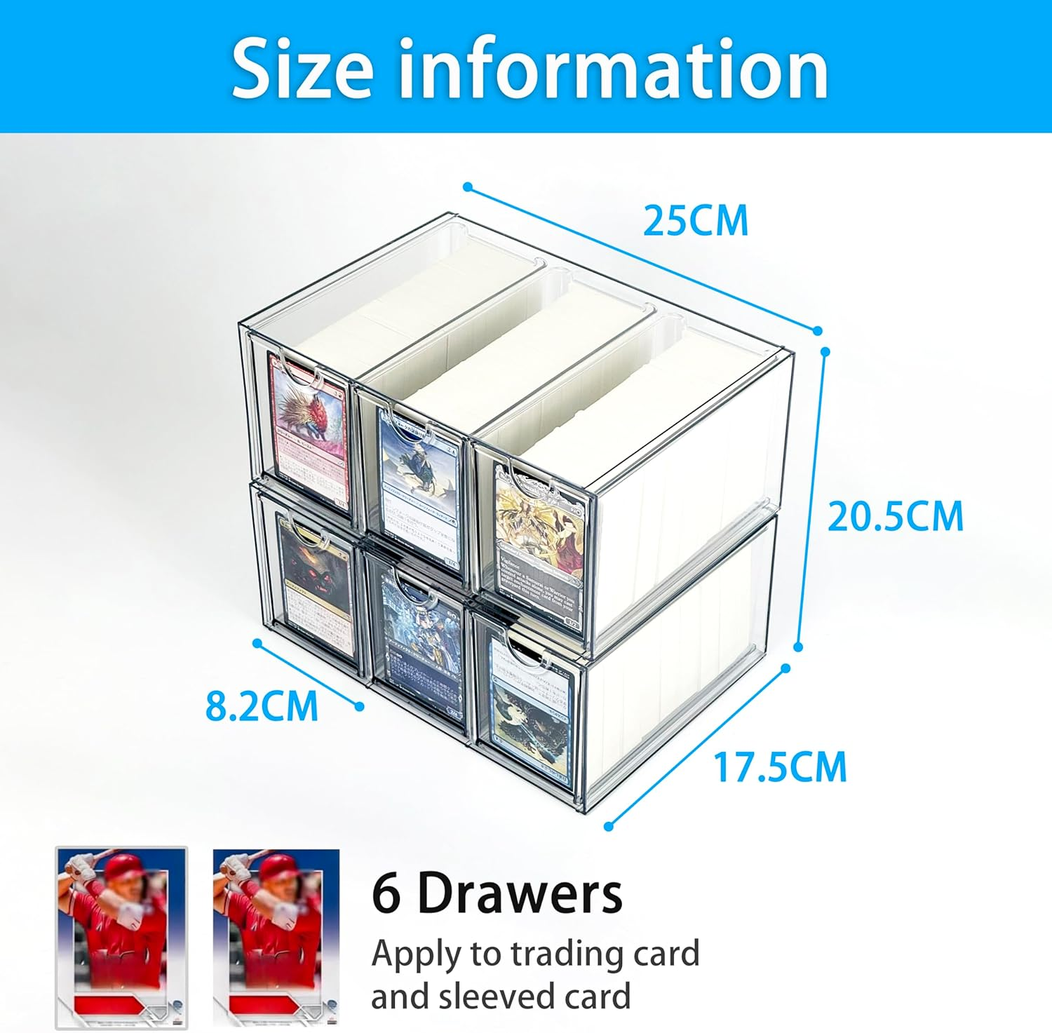 REASOR 2200+ Capacity Trading Card Storage Box,Card Deck Case with 12 Dividers, Hard Transparent Playing Card Case,Suitable for Magic Game Cards,2 Large Capacity Card Box