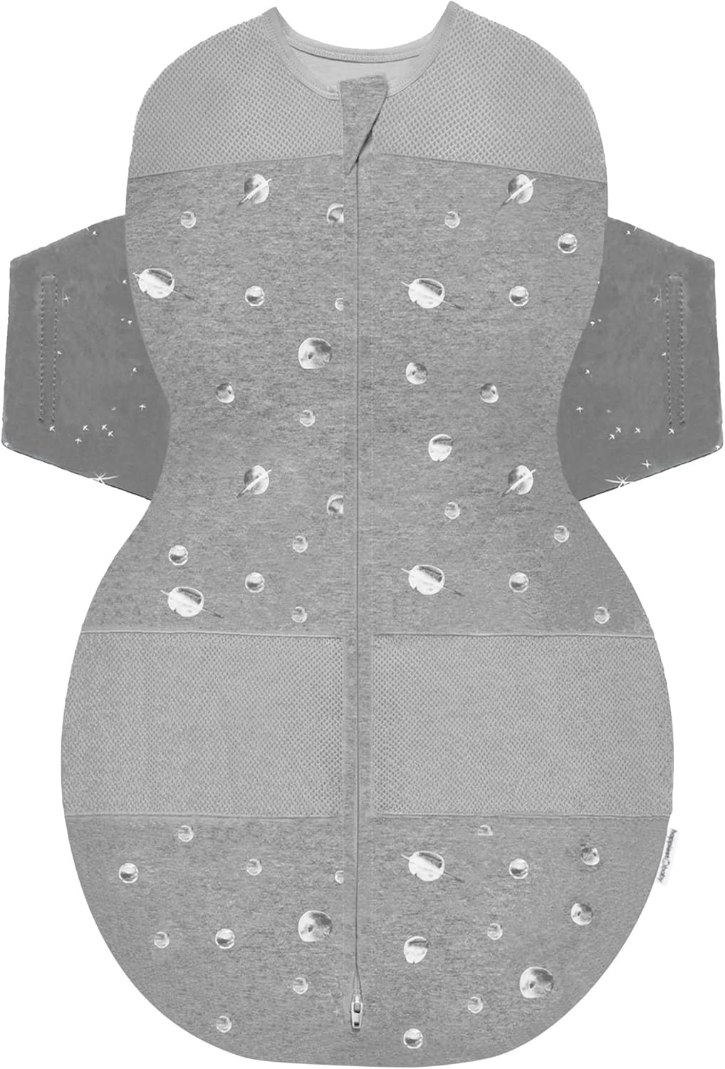 Happiest Baby SNOO Sleep Sack - 100% Organic Cotton Baby Swaddle Blanket - Doctor Designed Promotes Healthy Hip Development (Ivory Planets Black Wings, Small)