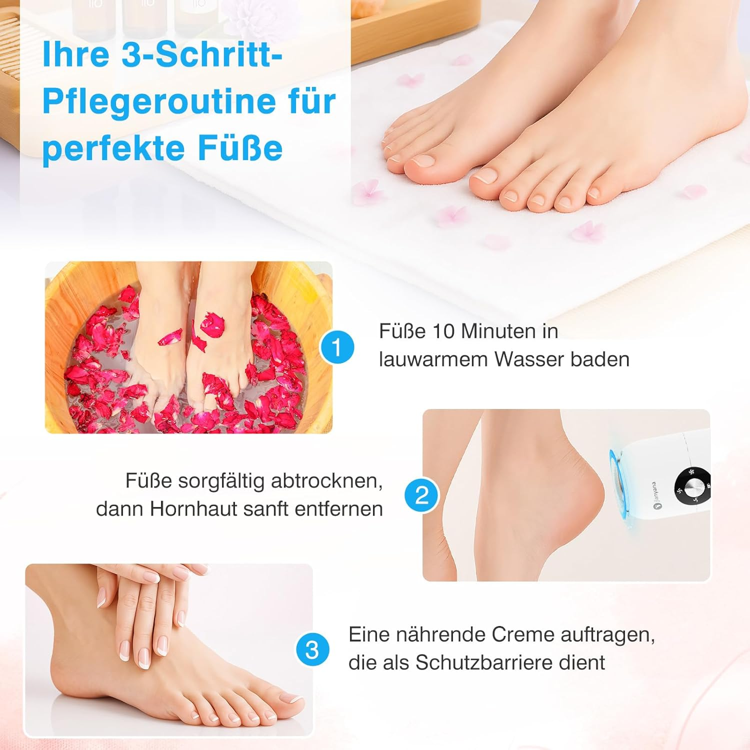 Jianyana Callus Remover, Electric Test Winner with 2 Stainless Steel Grinding Heads, Electric Callus Remover, Callus Removal, Foot Pedicure Set, for Removing Cracks, Dead Skin & Calluses - Black image number 2