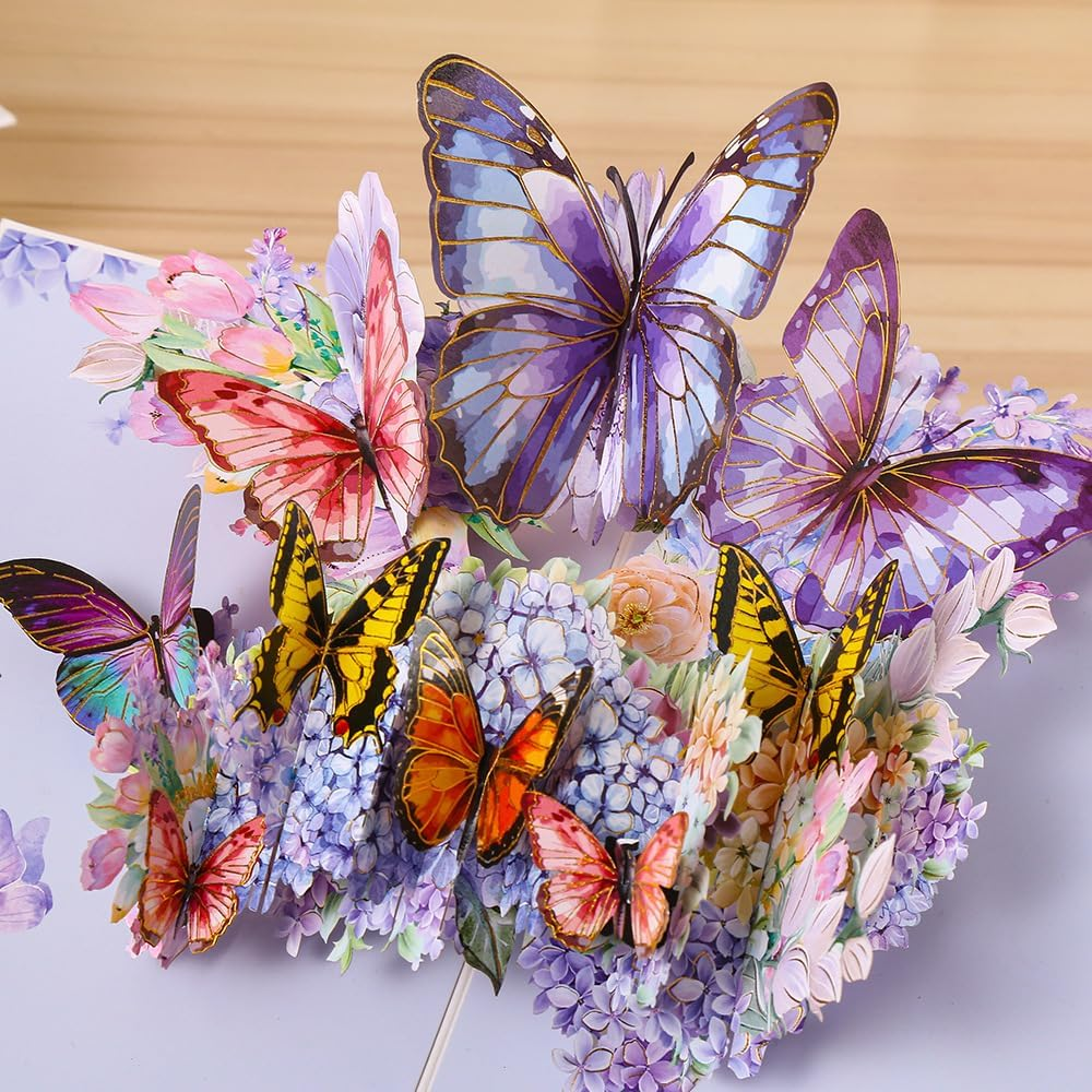 Pop up Greeting Card 5.9X7.8 Inch/15X20 Centimeter Butterflies and Flowers- 3D Cards for Birthday, Valentine'S Day,Anniversary, Mothers Day, Thank You Cards, Congratulation Card, Love Card, All Occasion (Type 1) image number 4