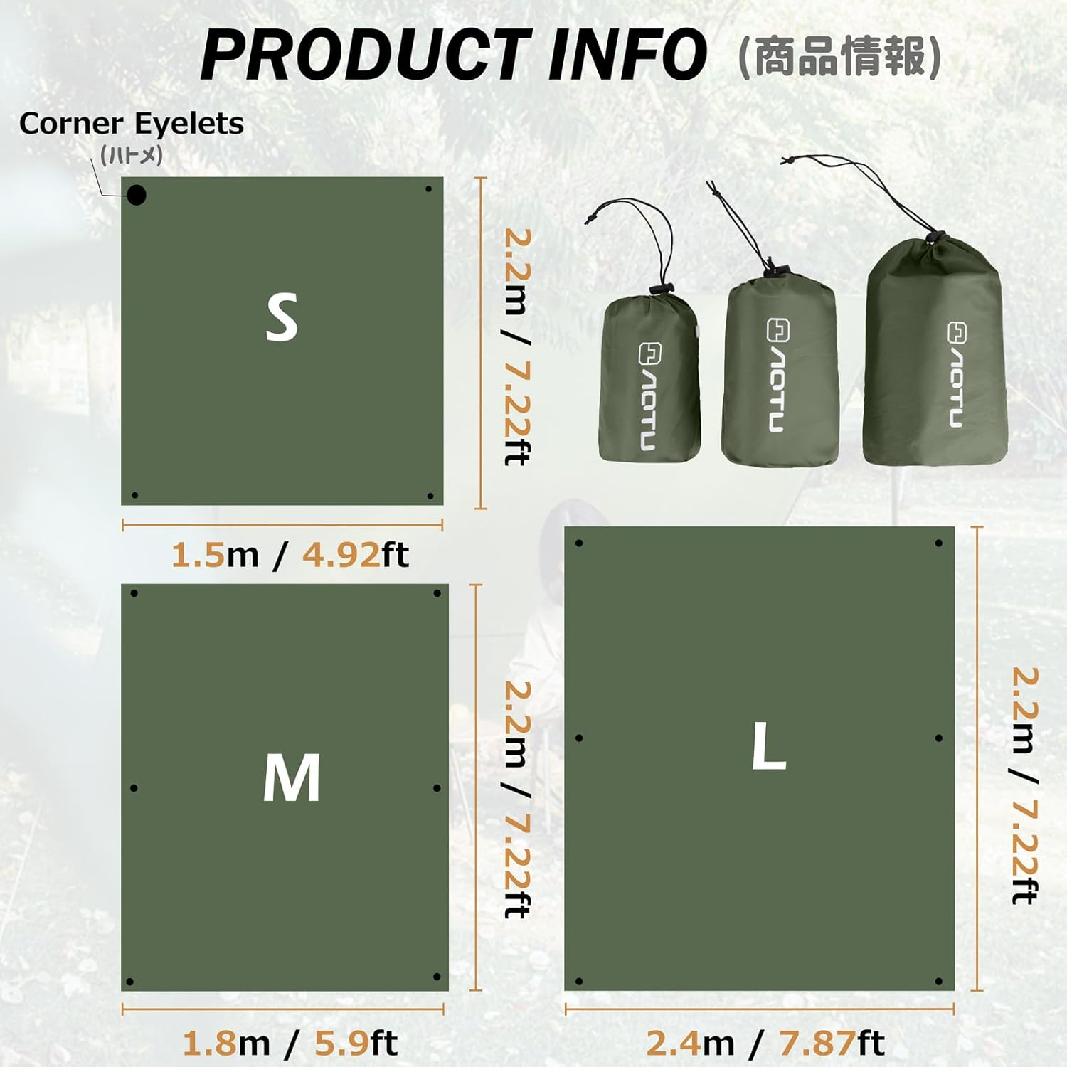 Azarxis Camping Tent Tarp Waterproof Ground Sheet Footprint Tarp for Tent Hammock Rain Fly Shelter for Outdoor Camping Park Lawn