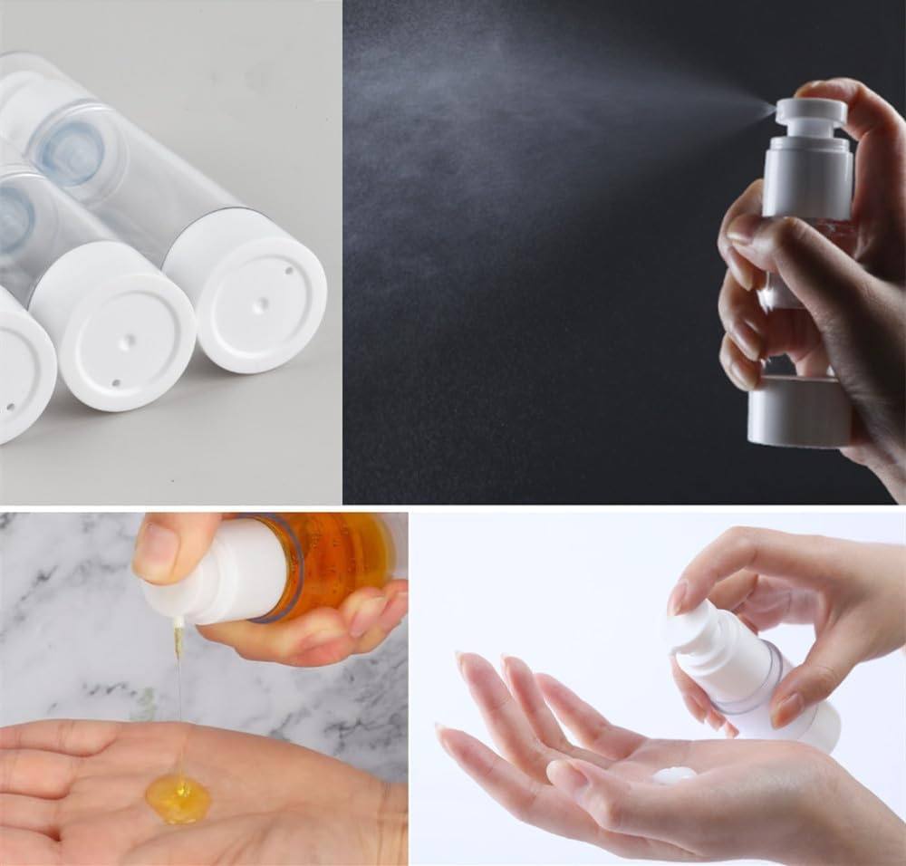 Naisfei Pack of 3 Cream Dispensers, 15 Ml, 30 Ml, 50 Ml, Airless Pump Dispenser, Empty Cream Dispenser, Pump Bottle, Dispenser Bottle, Plastic Vacuum Cosmetic Container, Refillable Lotion Dispenser image number 2