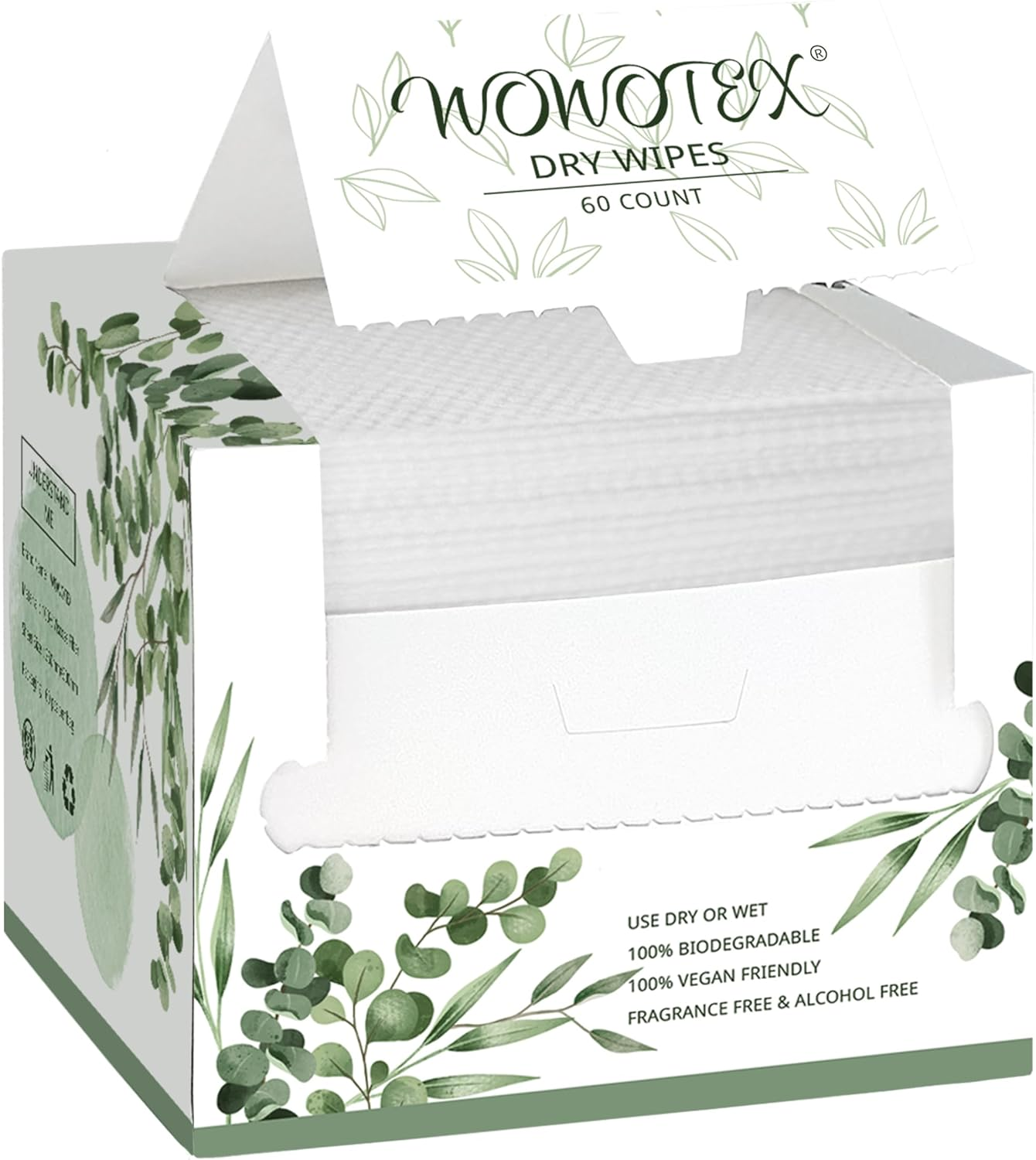 WOWOTEX Disposable Face Towel Biodegradable Large Dry Face Wipes 60 Count/Box Extra Thick Soft Clean Facial Towels for Sensitive Skin, Makeup Removing, Facial Cleansing, Nursing, Travel, 10&times;12 Inches image number 6
