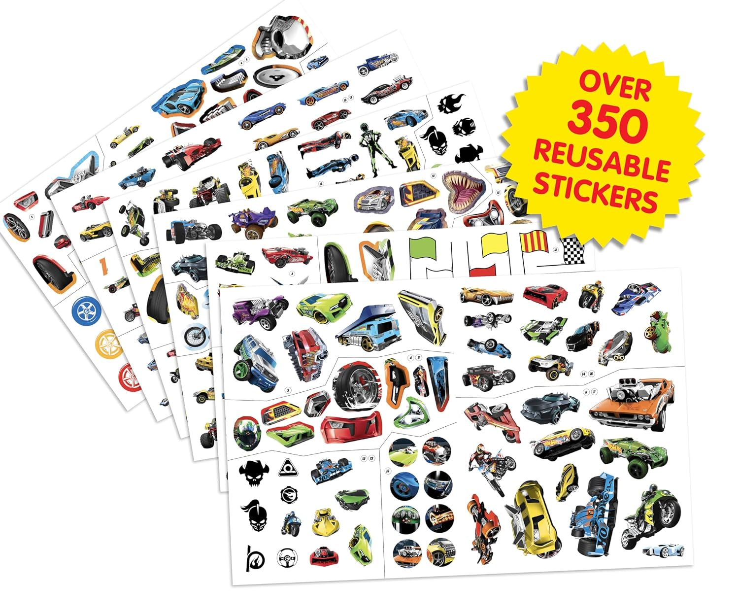 Hot Wheels Sticker Book Treasury - Activity Books for Kids, 350 Reusable Stickers, 96 Pages of Fun image number 4