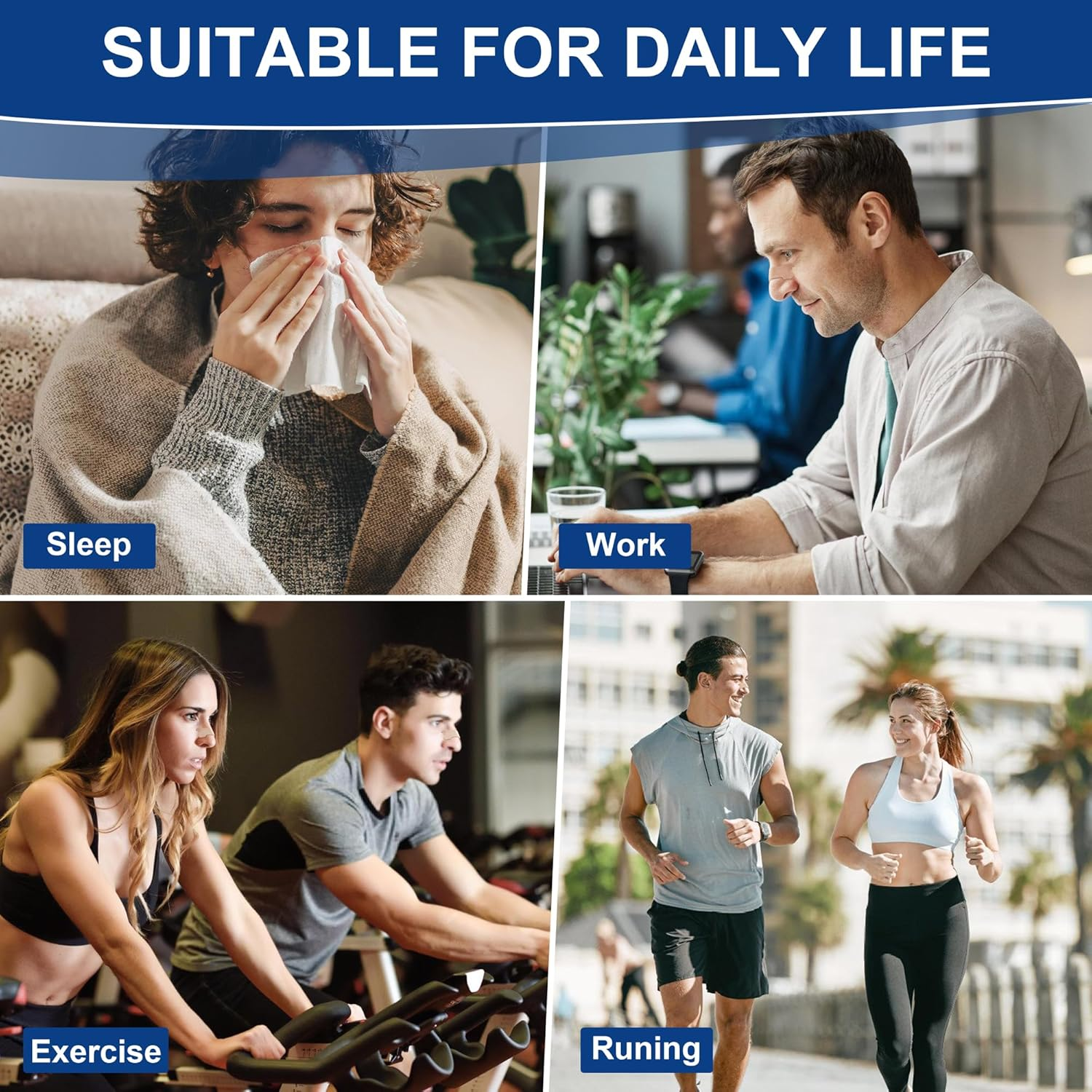 Nasal Strips for Snoring - Nose Strips for Breathing (60 Count), Sports & Sleep Anti-Snoring Device, Relieves Nasal Congestion, Reduces Snoring image number 5