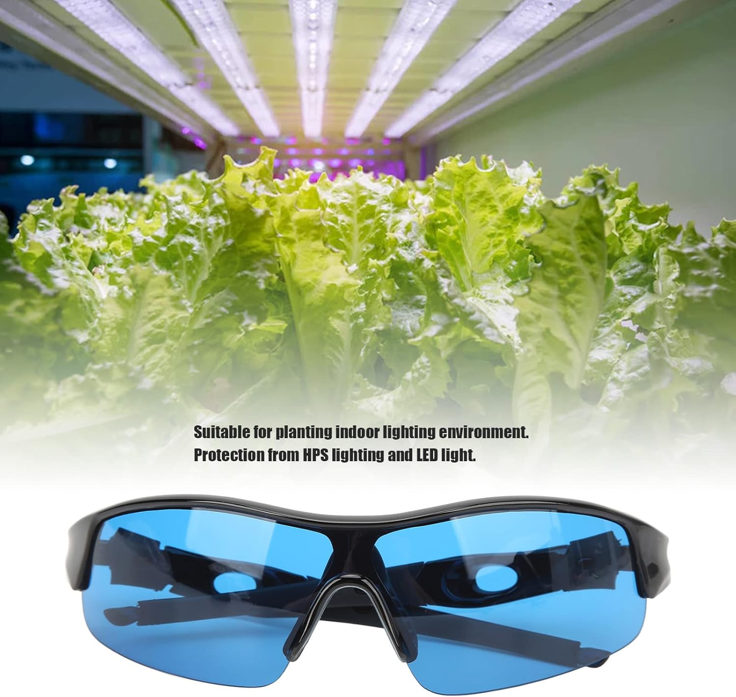 Grow Room Glasses, Indoor Hydroponics LED Grow Light Glasses with HPS Blocker Lenses & Glasses Case, for UVA/UVB Blocking in Grow Tents Hydroponics, UV Protective Goggles image number 2