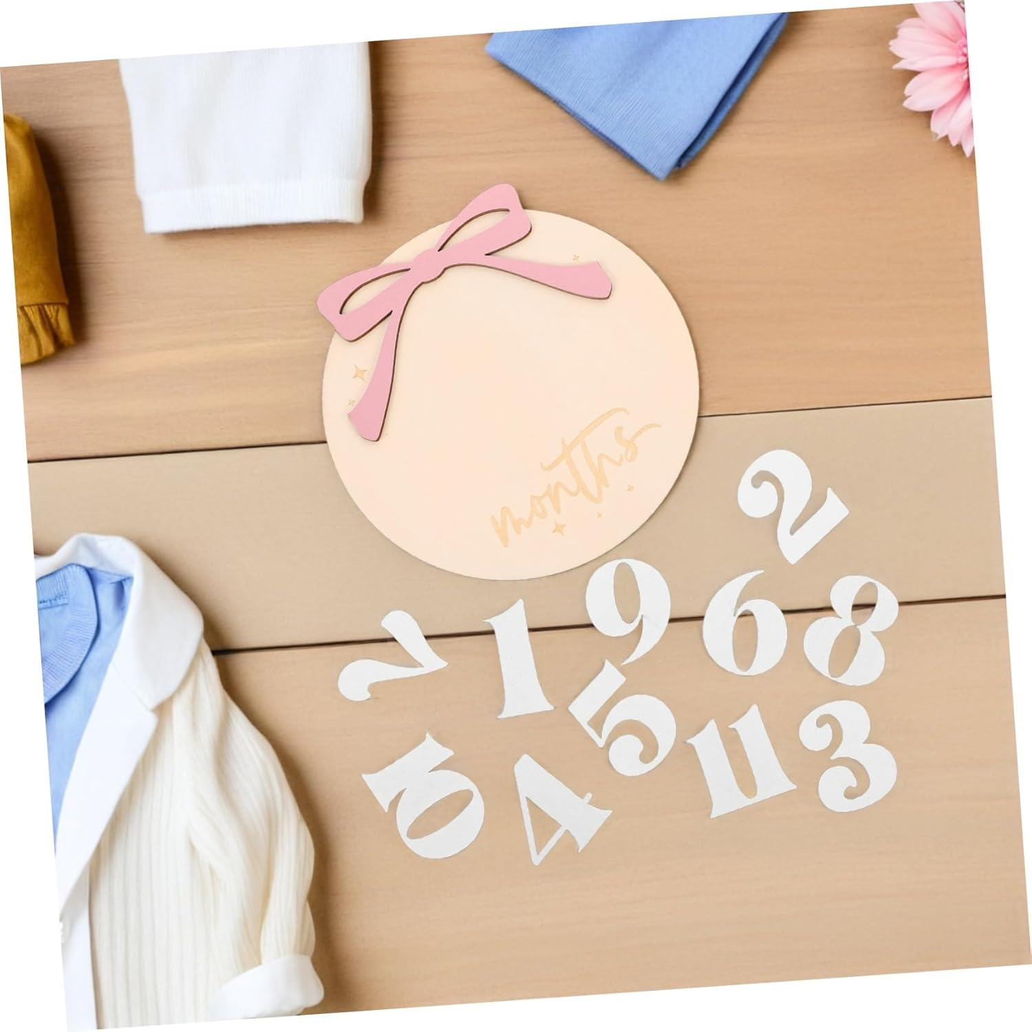 Newborn Photography Props Month Milestone Signs Natural Wood Photo Prop Kit for Growth Announcement image number 2