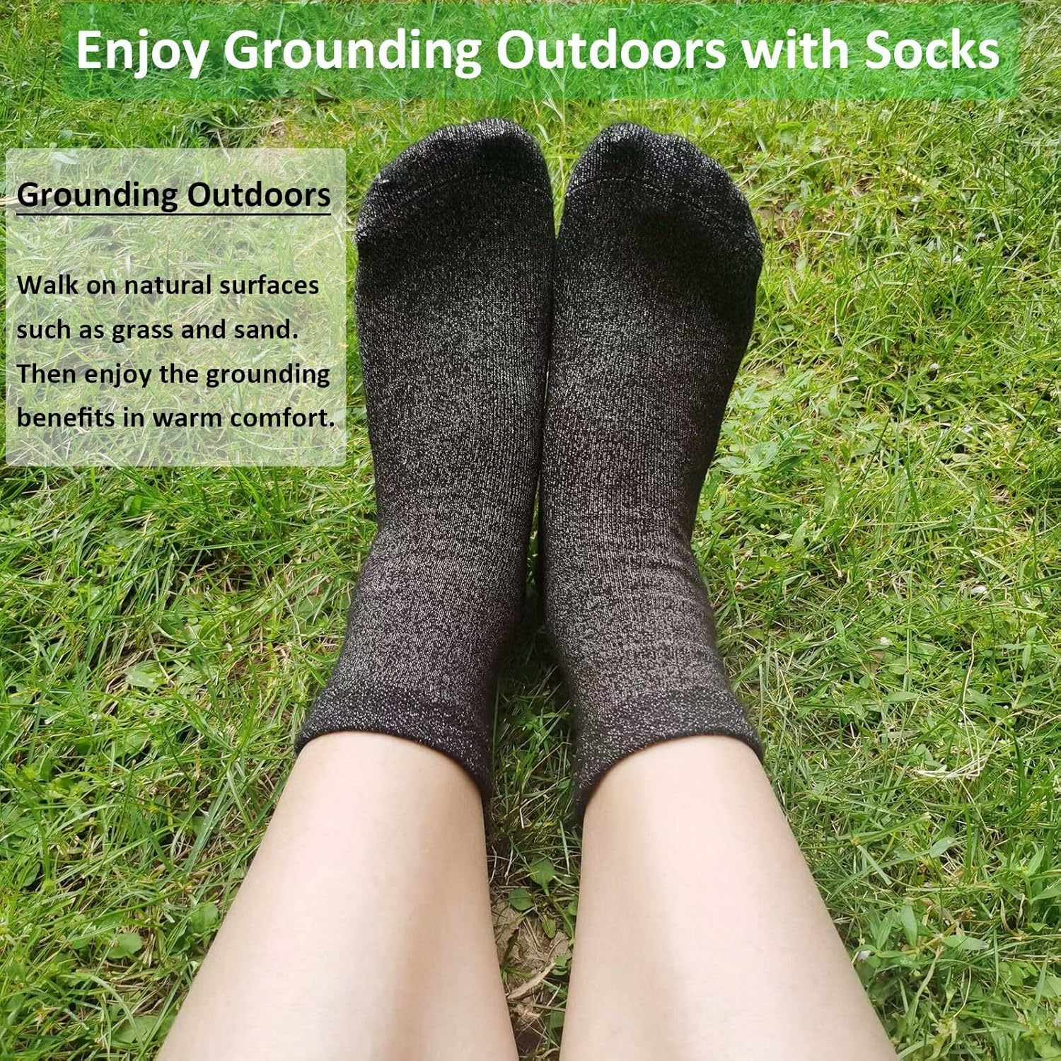 Grounding Socks, Conductive Silver Fiber Crew Socks for Women Men, Earth Connected Socks for Grounding Mat, Sheets, Shoes image number 5