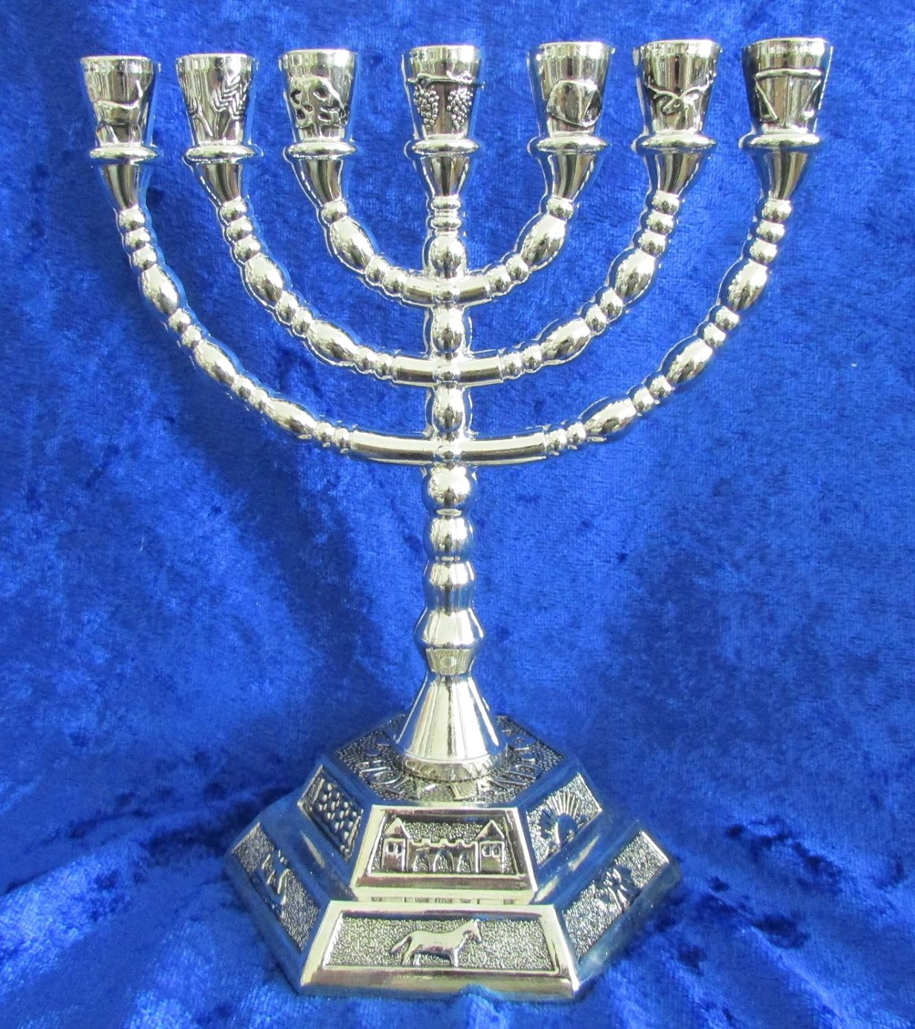 12 Tribes of Israel Jerusalem Temple Menorah Choose from 3 Sizes Gold or Silver (Gold 8 Inches) image number 2