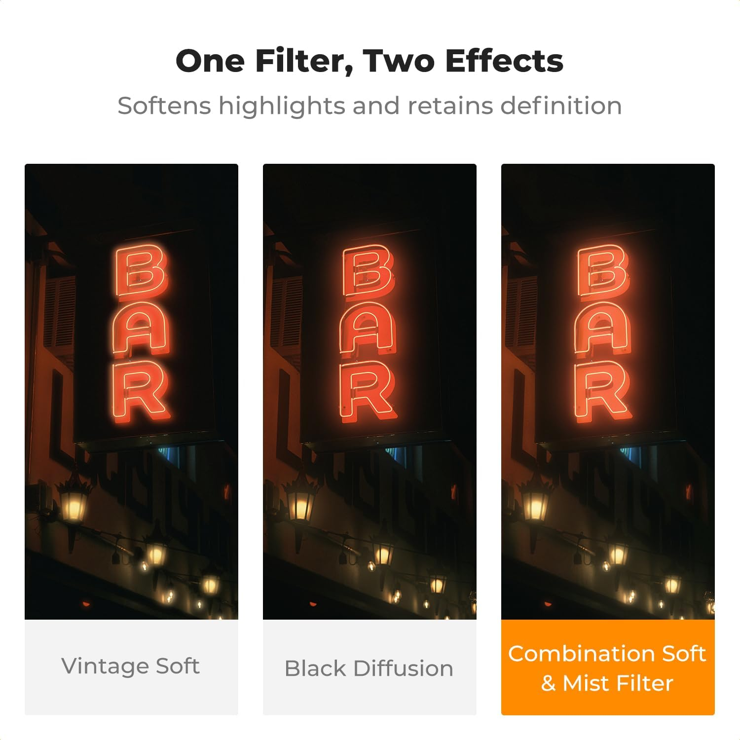 K&F CONCEPT 52Mm Combination Soft & Mist 1/4 Lens Filter 28 Multi-Layer Coating Waterproof Scratch Resistant Cinematic Effect Filter for Vlog/Portrait Photography (Nano-X) image number 2