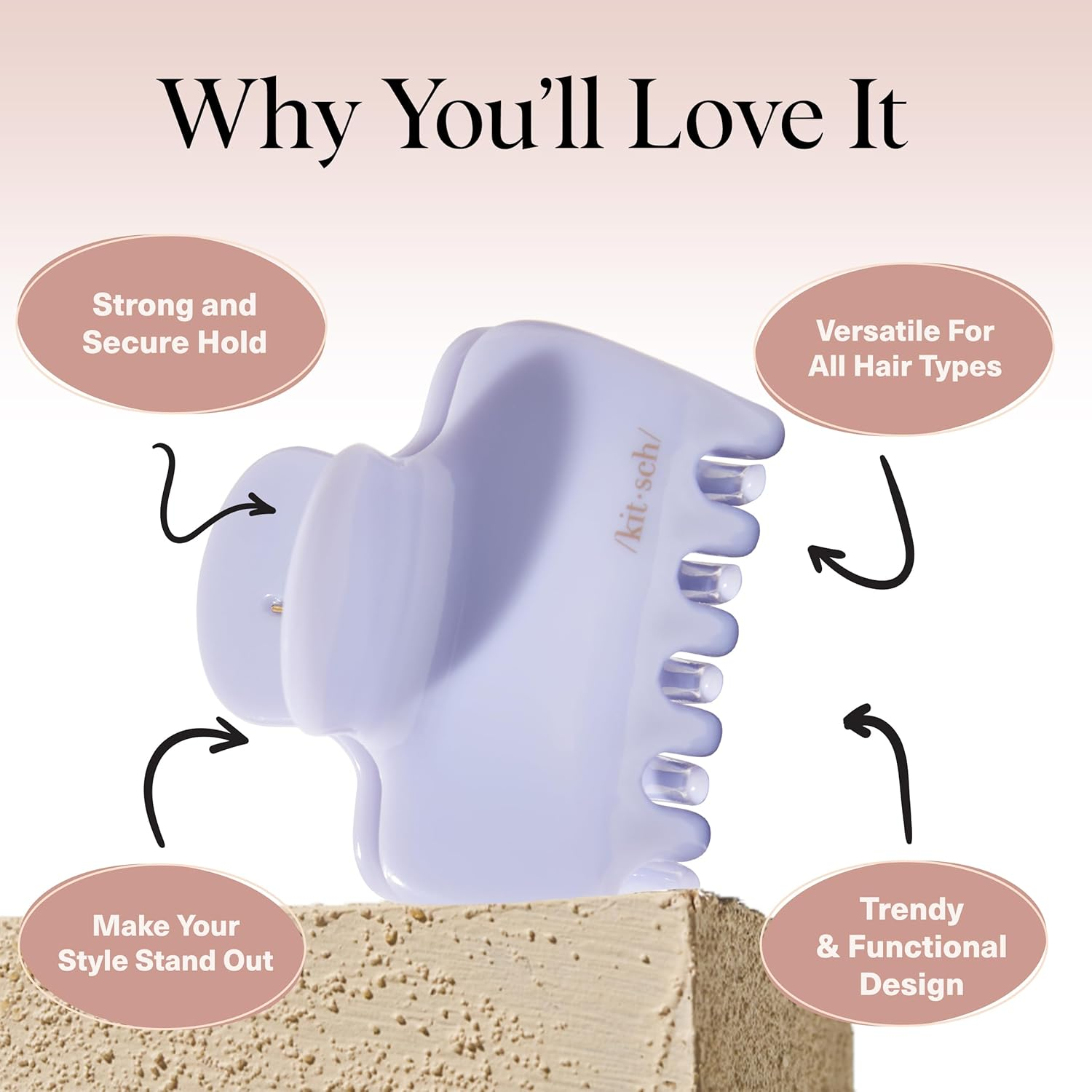 Kitsch Hair Clips for Women - Strong Hold Claw Clips | Non-Slip, Durable Plastic | Stylish Hair Accessories for Everyday Use | Ideal Gifts for Women - Hydrangea Breeze, 1Pc