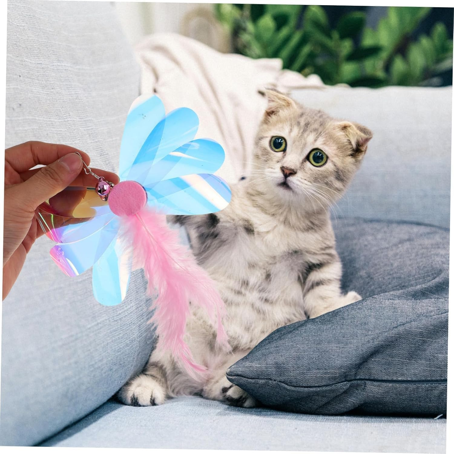 4Pcs Cat Toys Interactive Feather Teaser Refills - Butterfly & Dragonfly Plume Attachments for Indoor Cats, Durable Kitten Exercise Toys for Endless Fun, Swaying Motion Stimulation image number 5