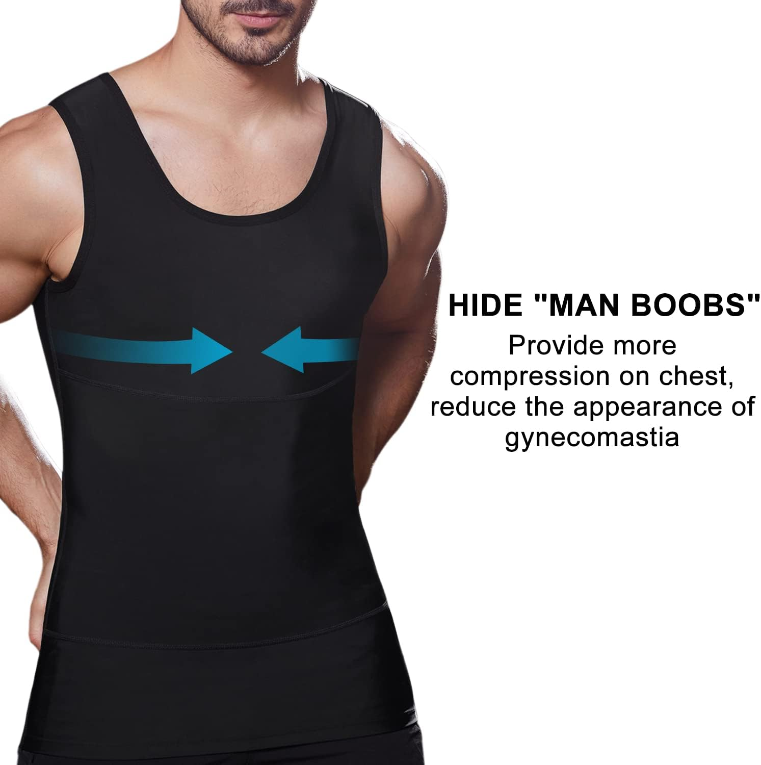 Lgtfy Mens Slimming Body Shaper Vest, Gynecomastia Compression Shirts, Tummy Control Undershirts - Change in Seconds image number 3