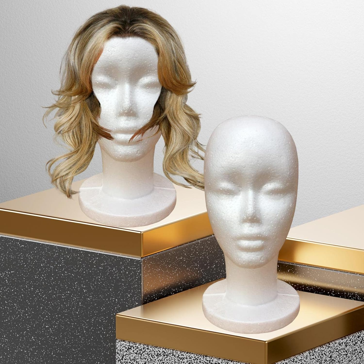 Eigell Female Foam Mannequin Head Mode,L Foam Mannequin Wig Stand, White Display Wigs Hats Hairpieces Stand, Manikin Foam Head image number 5